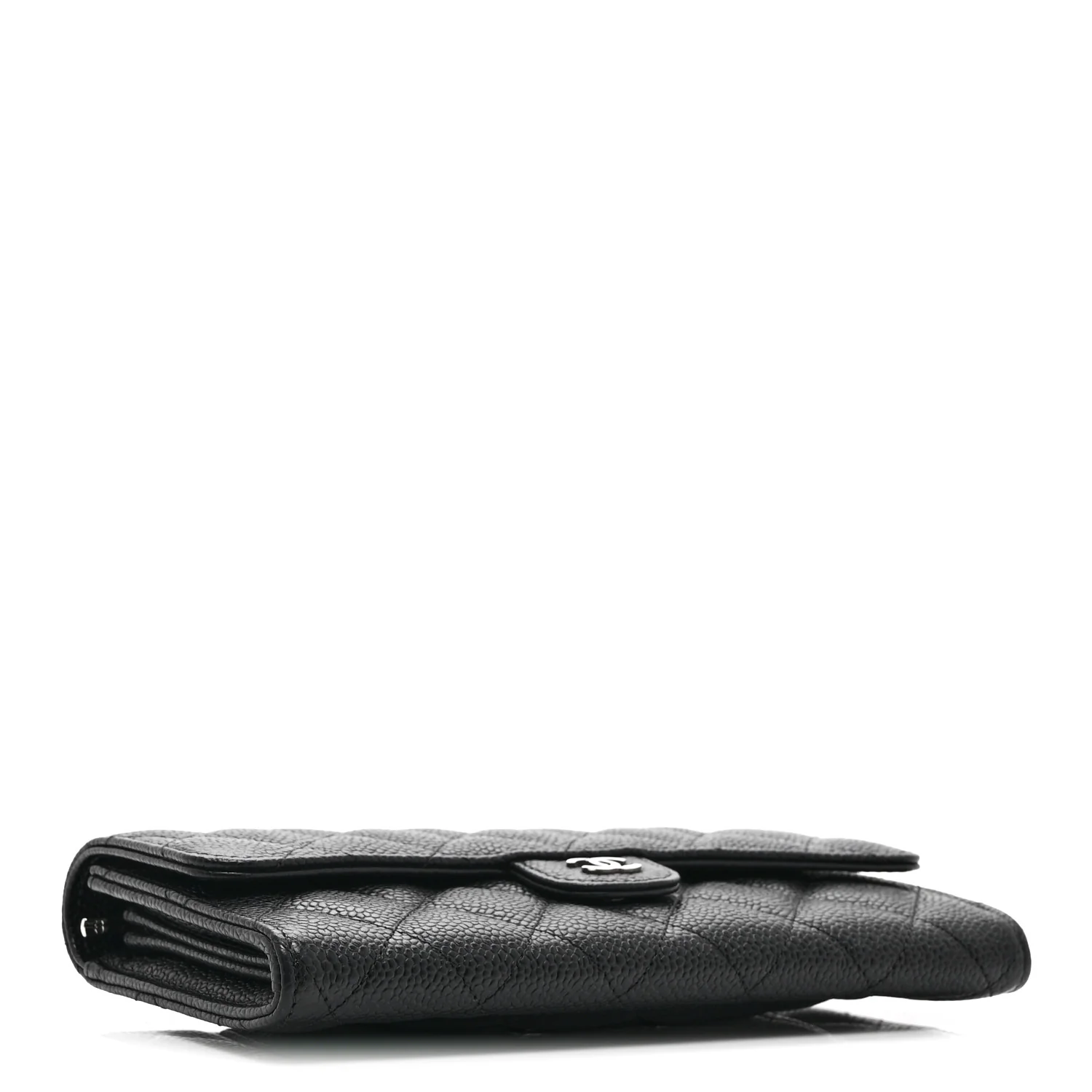 Caviar Quilted Large Gusset Flap Wallet Black - Image 4