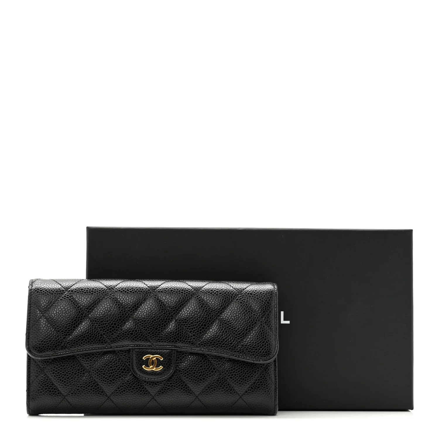 Caviar Quilted Large Gusset Flap Wallet Black - Image 26