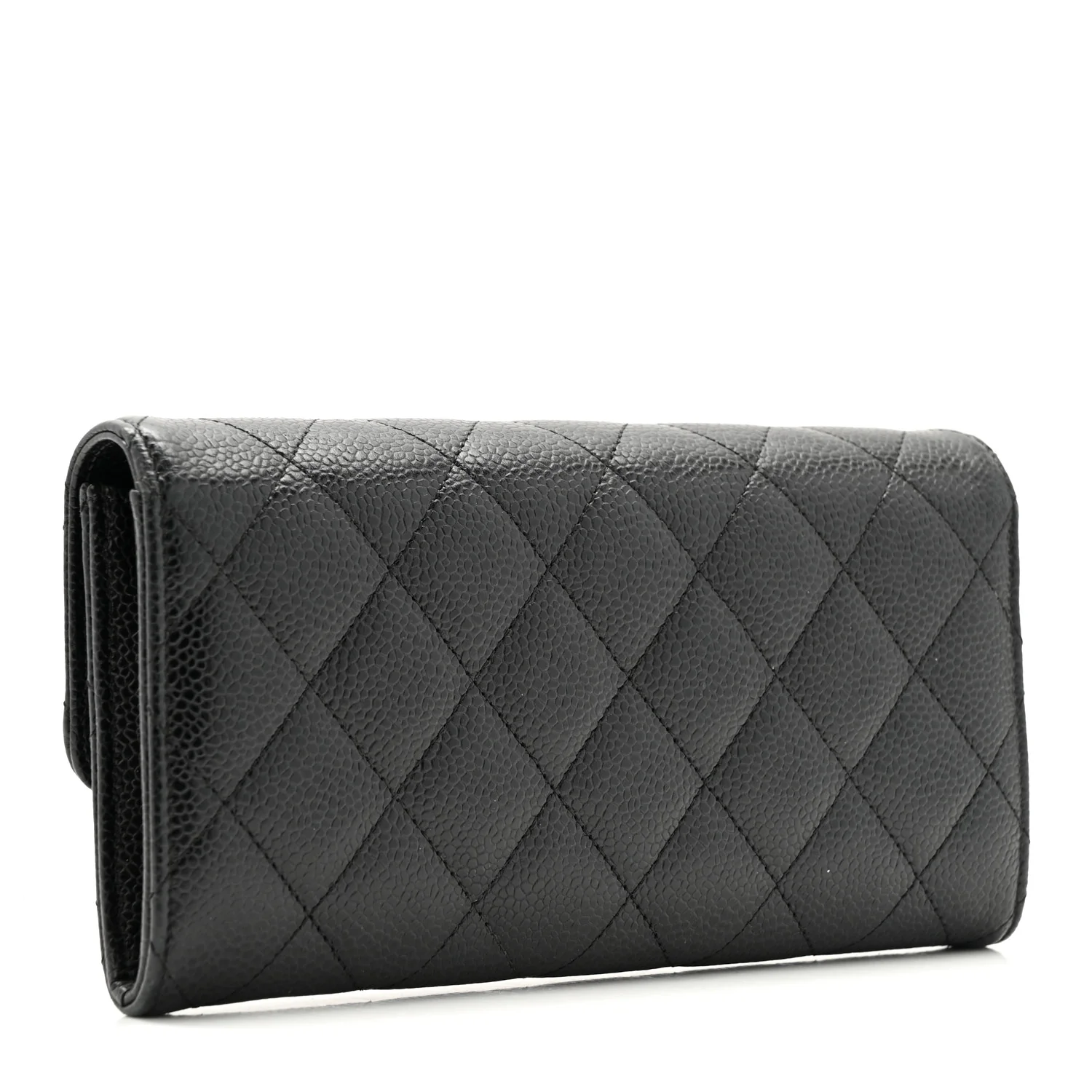 Caviar Quilted Large Gusset Flap Wallet Black - Image 6