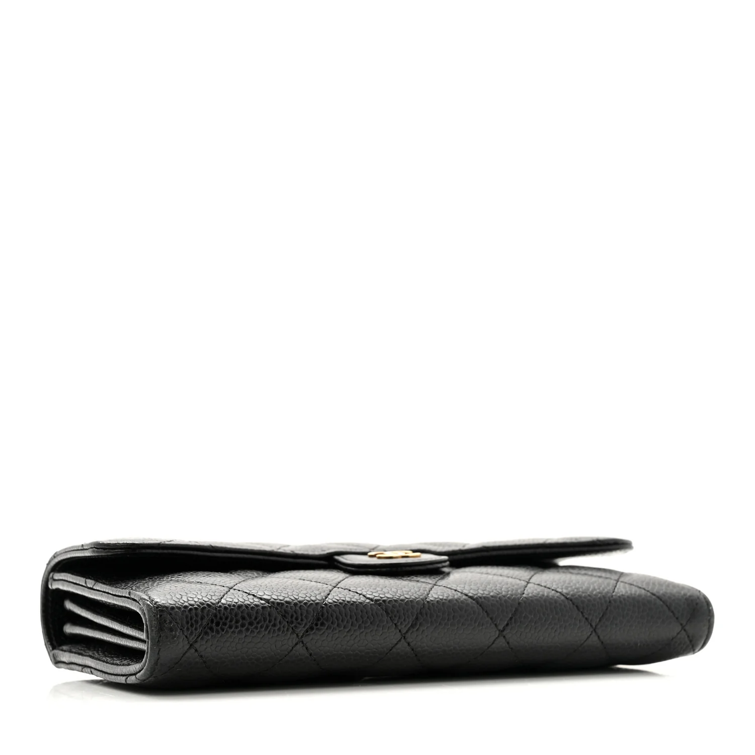 Caviar Quilted Large Gusset Flap Wallet Black - Image 7