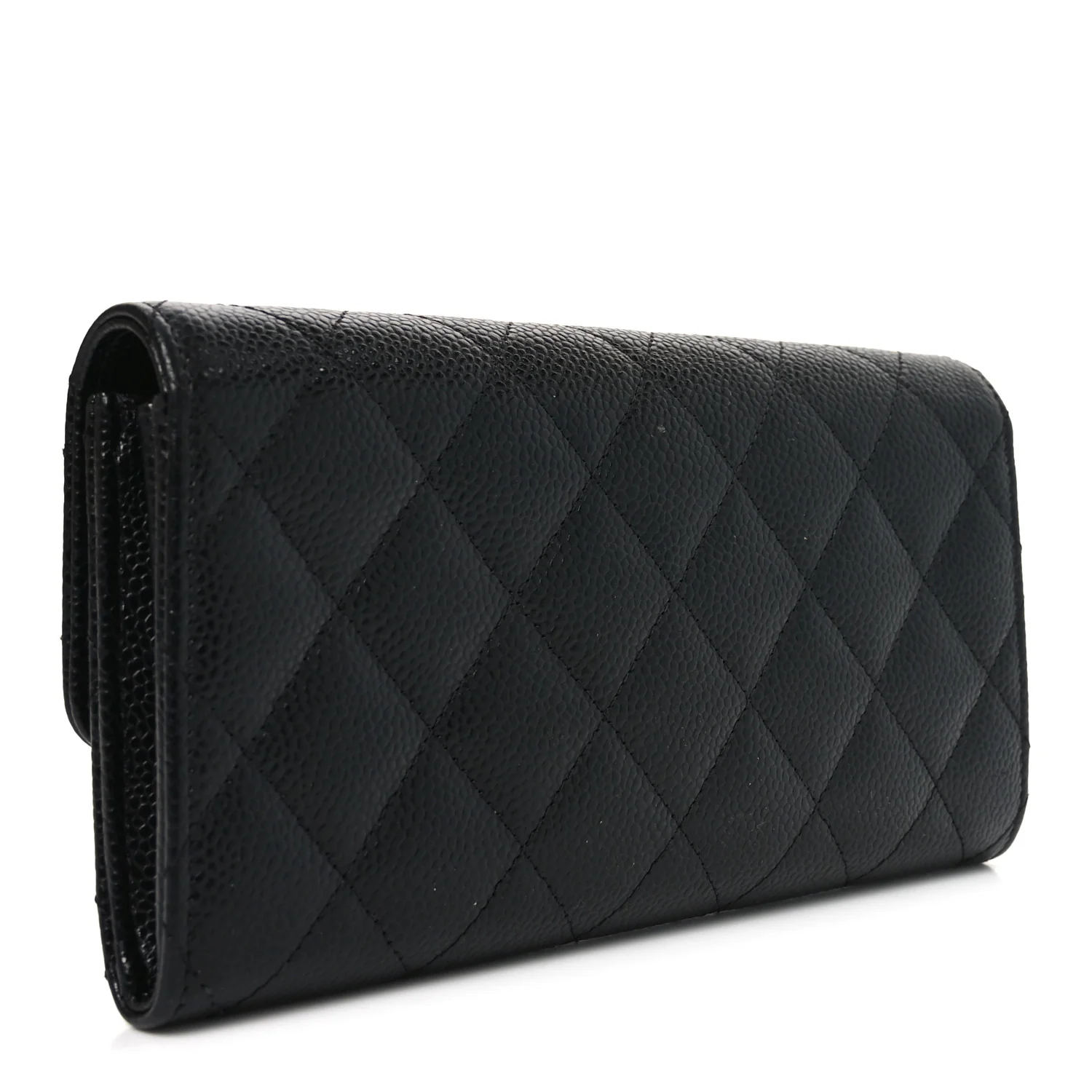 Caviar Quilted Large Gusset Flap Wallet Black - Image 4