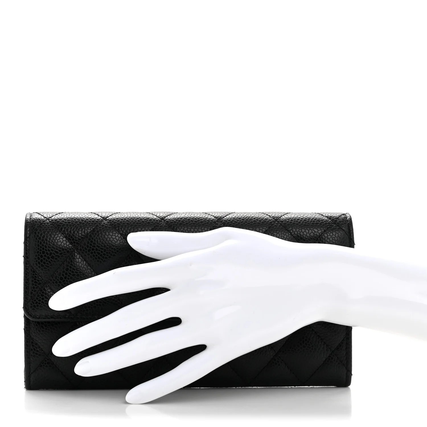 Caviar Quilted Large Gusset Flap Wallet Black - Image 2