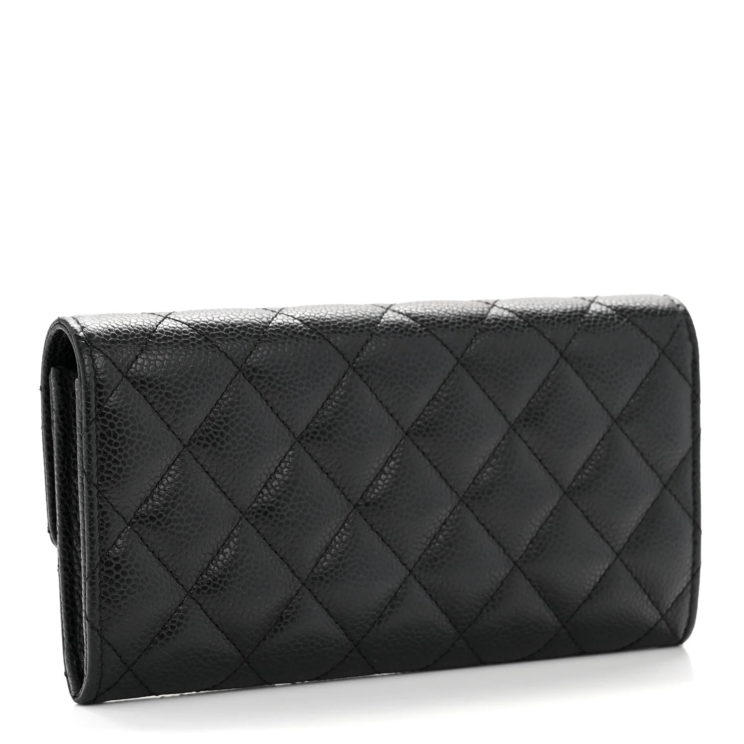 Caviar Quilted Large Gusset Flap Wallet Black - Image 3