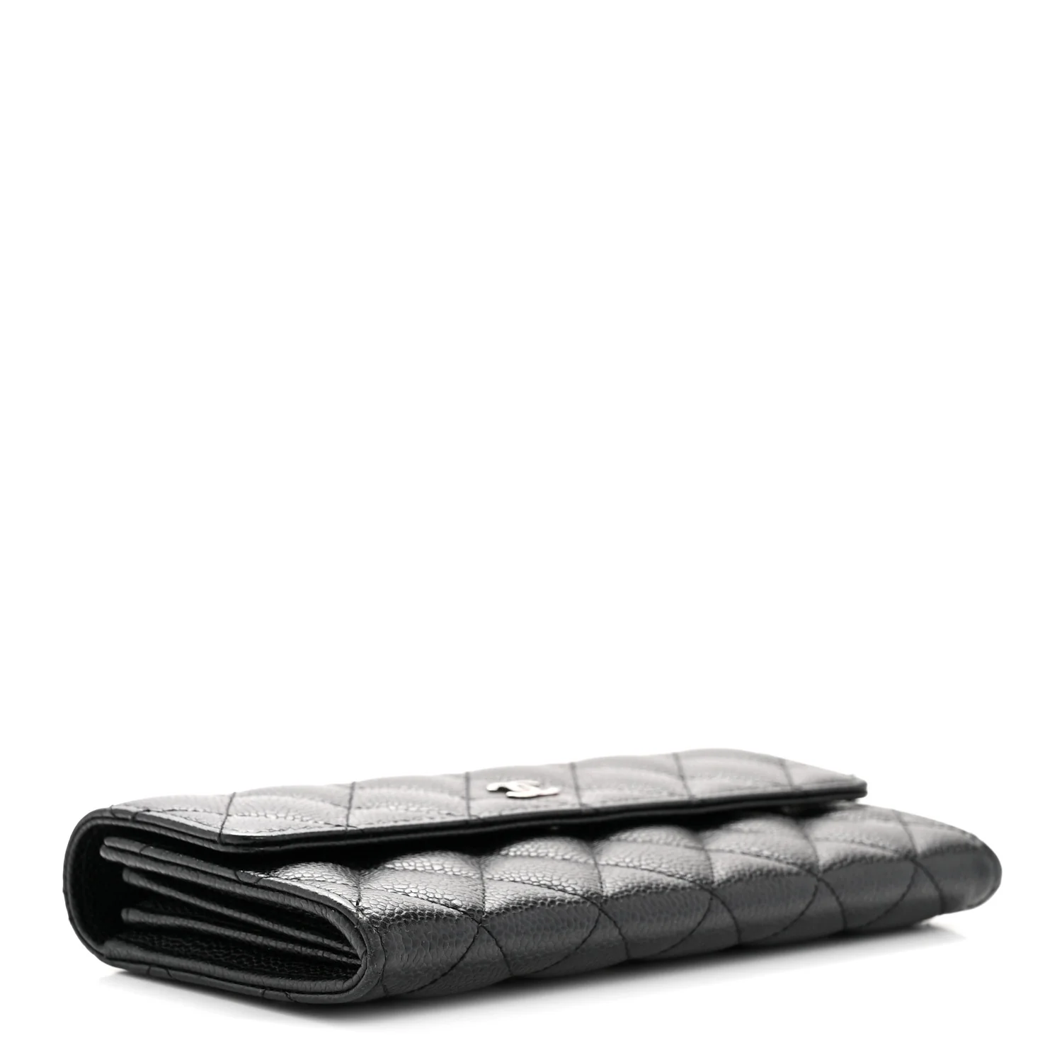 Caviar Quilted Large Gusset Flap Wallet Black - Image 4