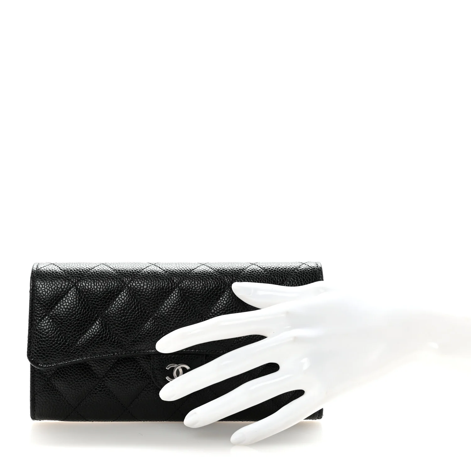 Caviar Quilted Large Gusset Flap Wallet Black - Image 2