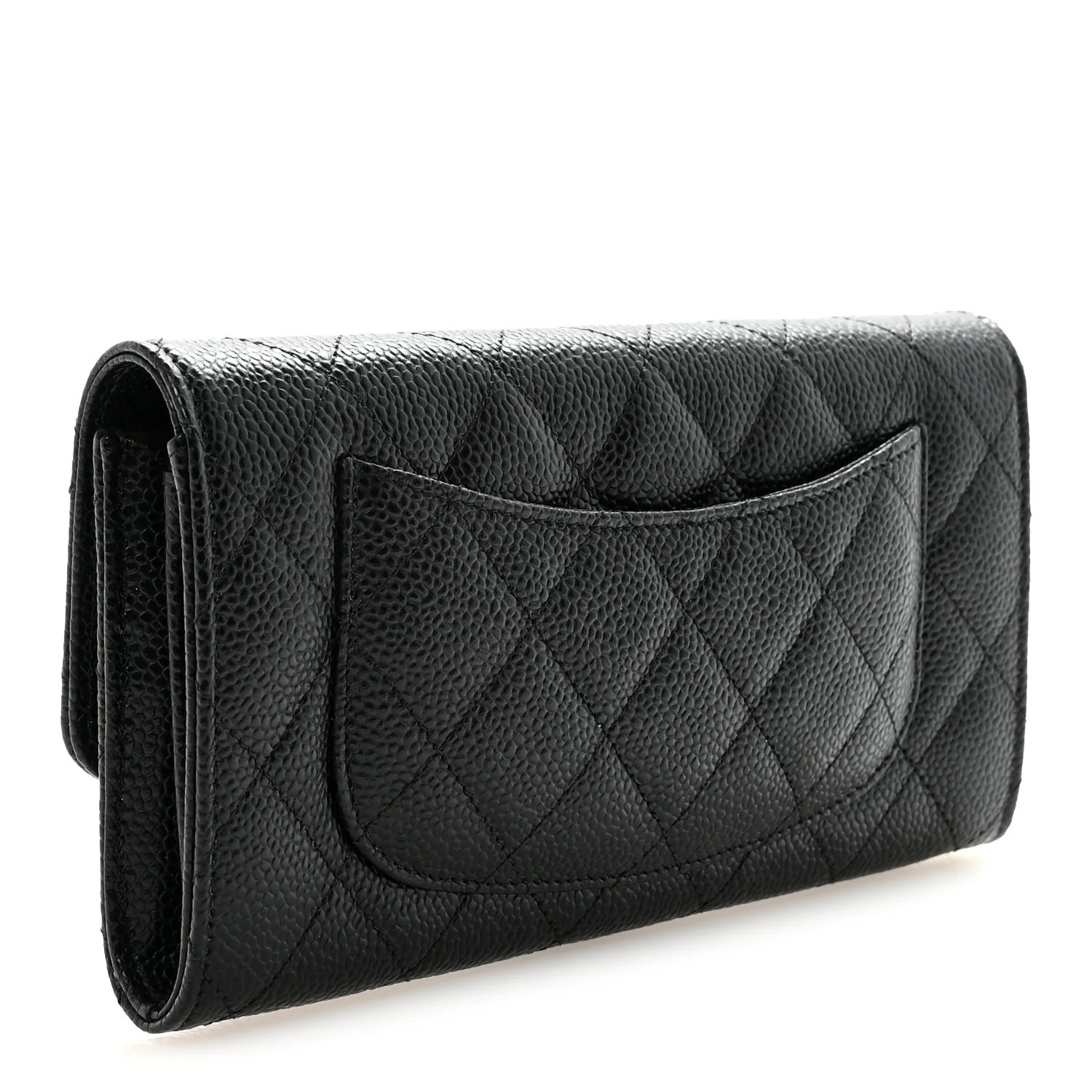 Caviar Quilted Large Gusset Flap Wallet Black - Image 3