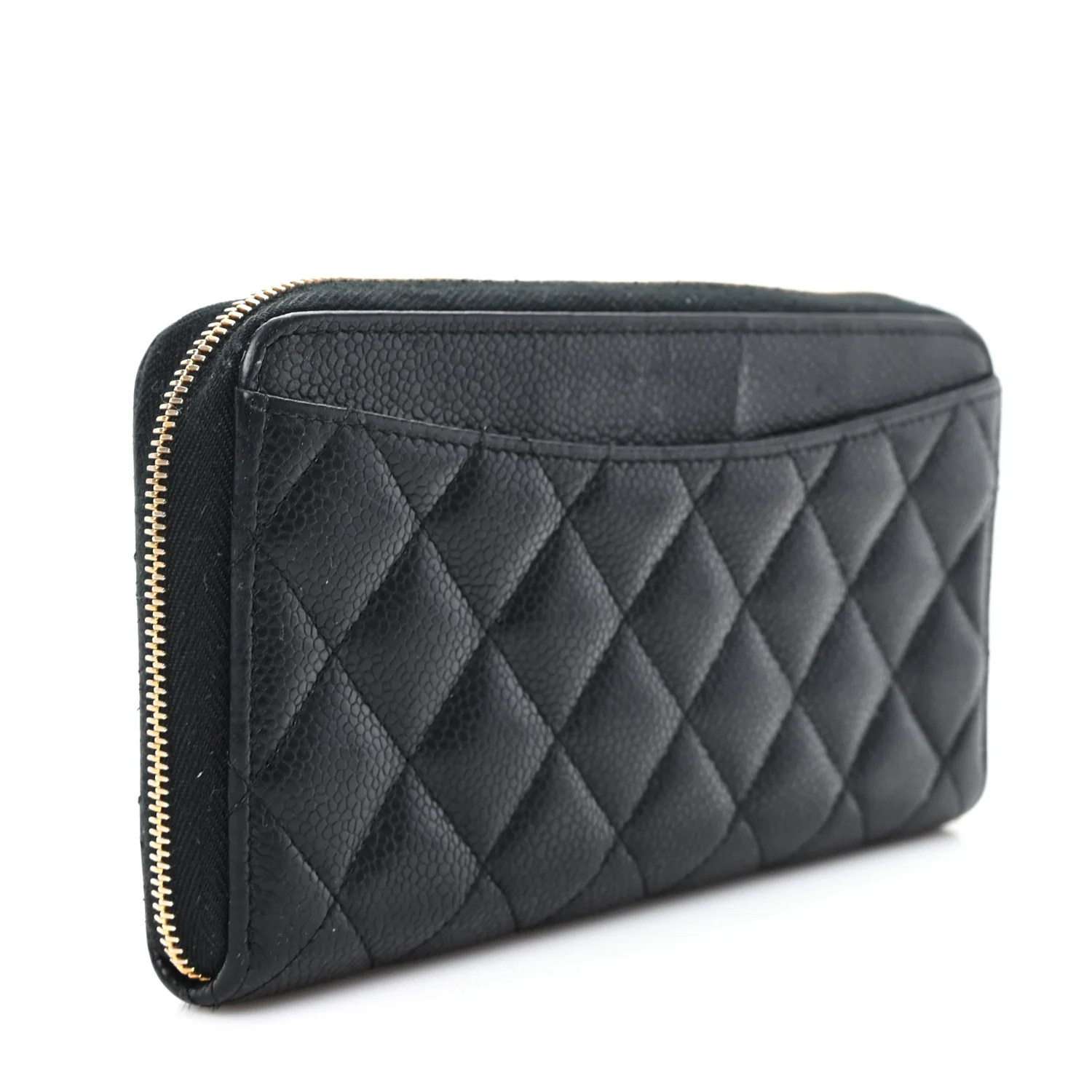 Caviar Quilted Large Gusset Zip Around Wallet Black - Image 3