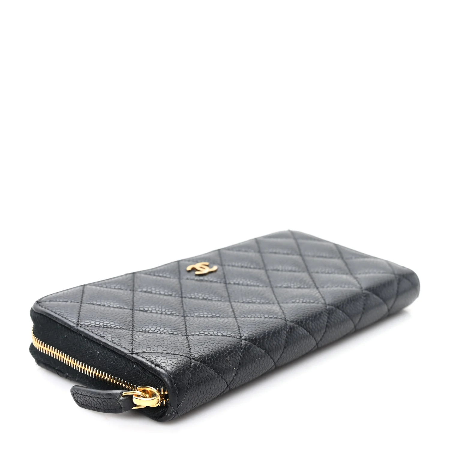 Caviar Quilted Large Gusset Zip Around Wallet Black - Image 4