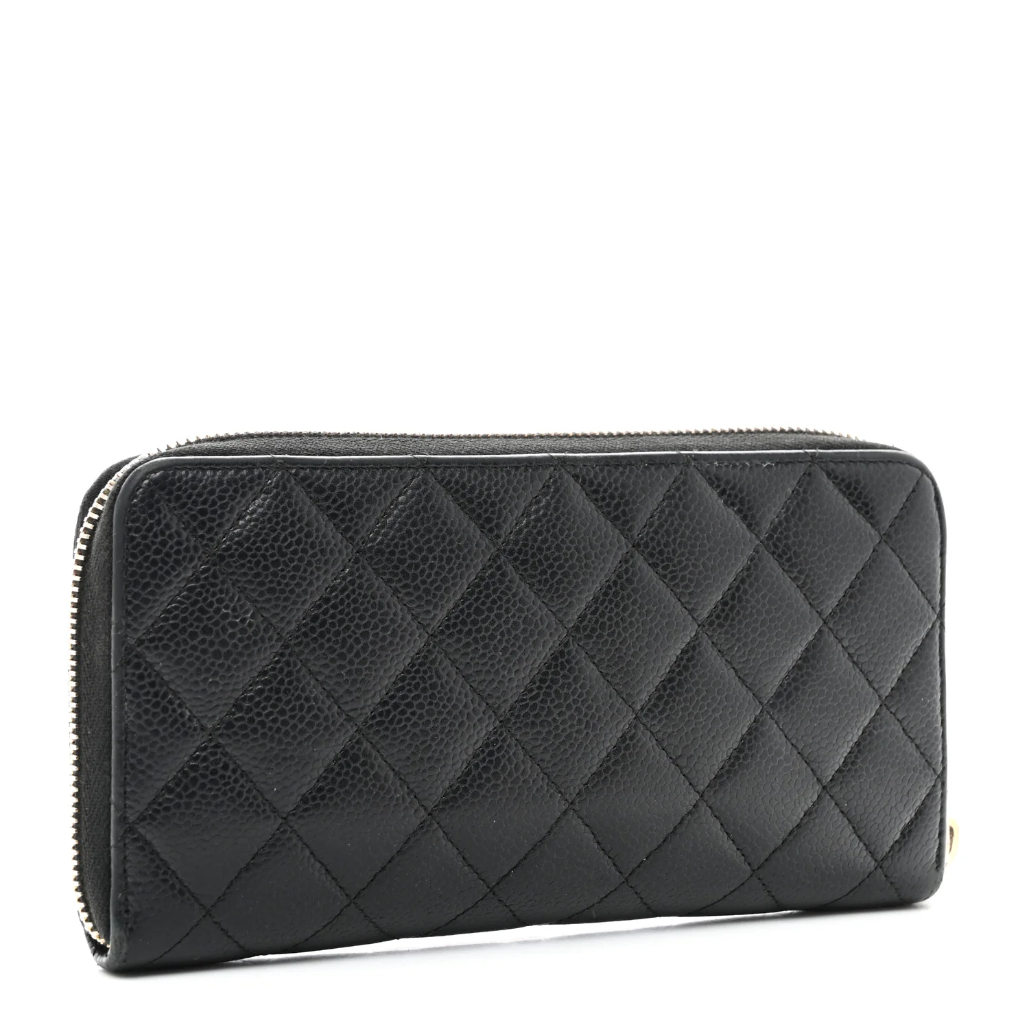 Caviar Quilted Large Gusset Zip Around Wallet Black - Image 3