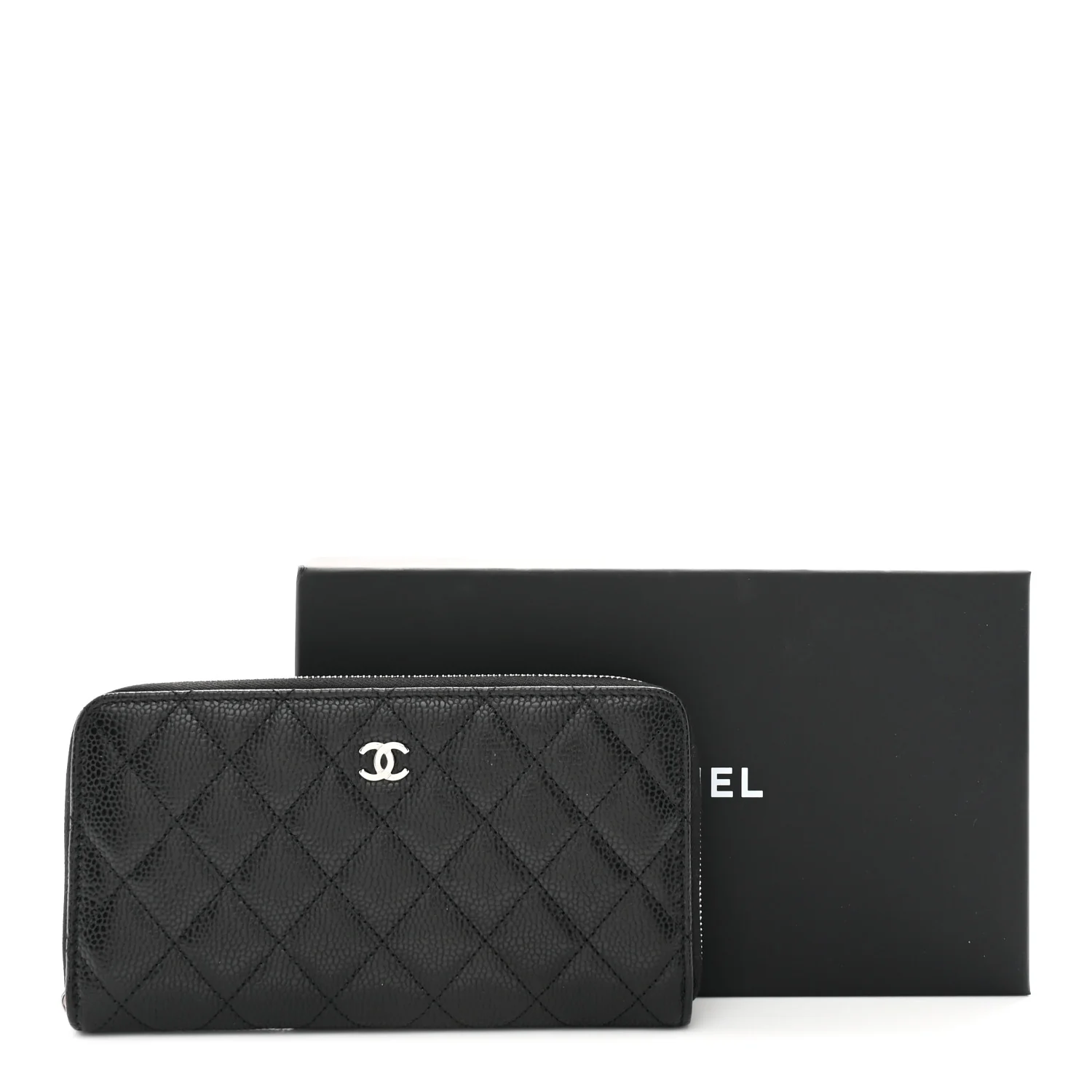 Caviar Quilted Large Gusset Zip Around Wallet Black - Image 10