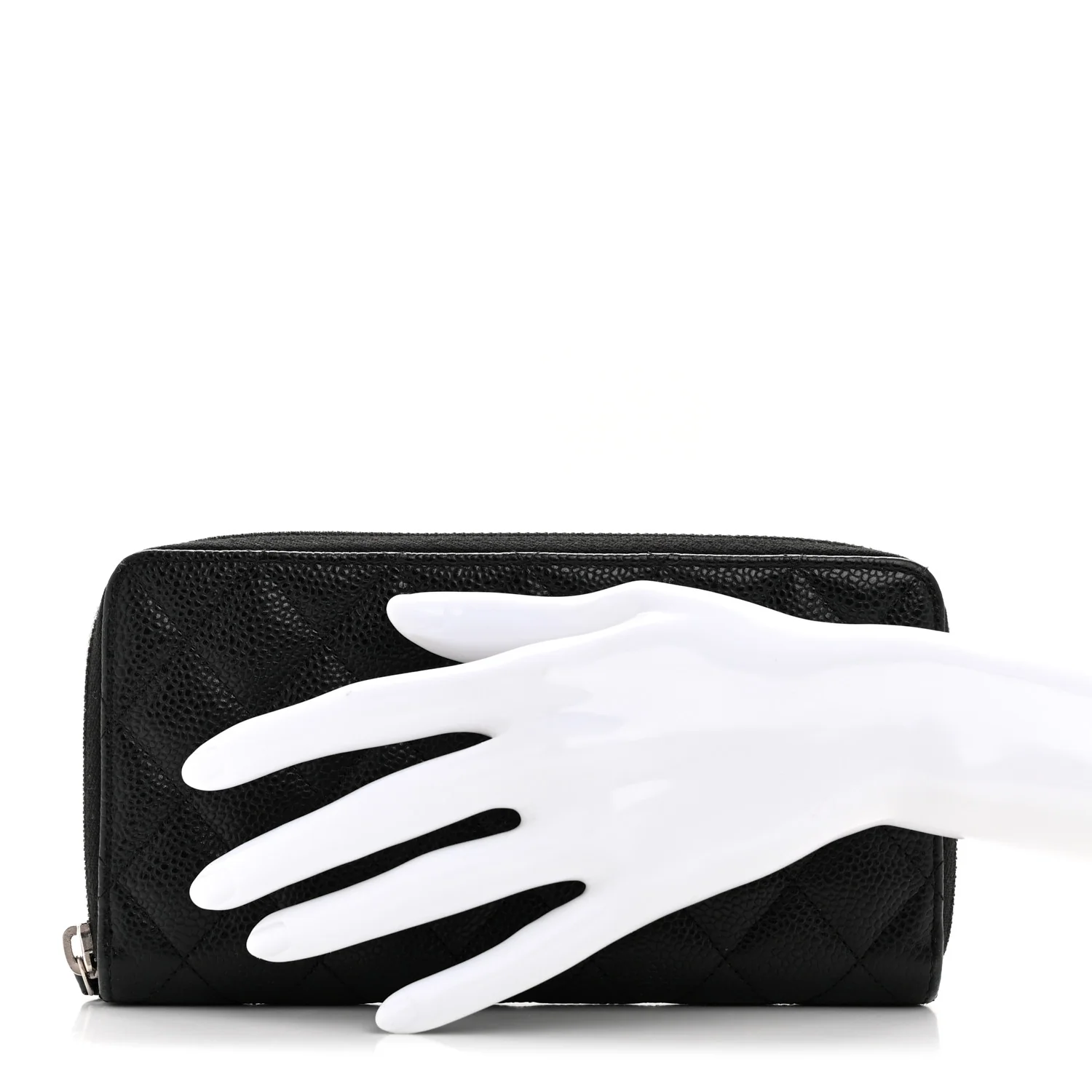 Caviar Quilted Large Gusset Zip Around Wallet Black - Image 2