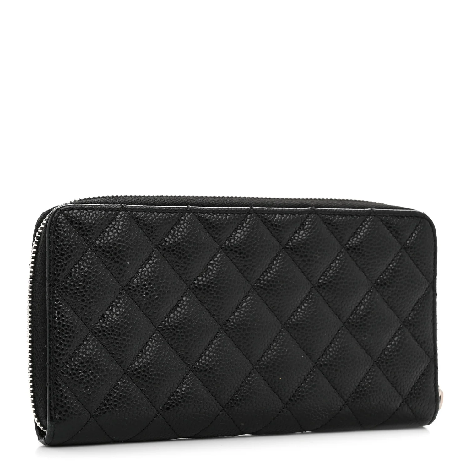 Caviar Quilted Large Gusset Zip Around Wallet Black - Image 3