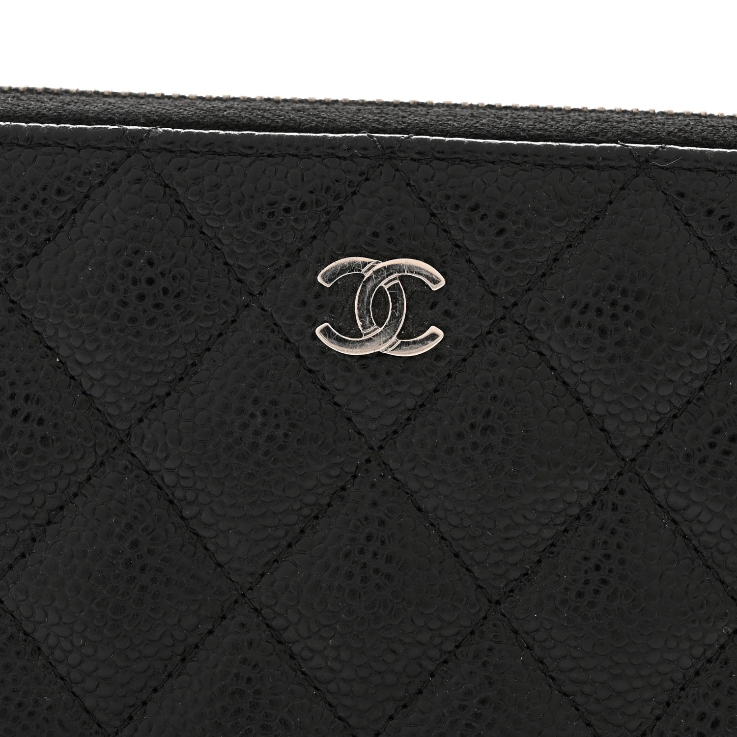 Caviar Quilted Large Gusset Zip Around Wallet Black - Image 9