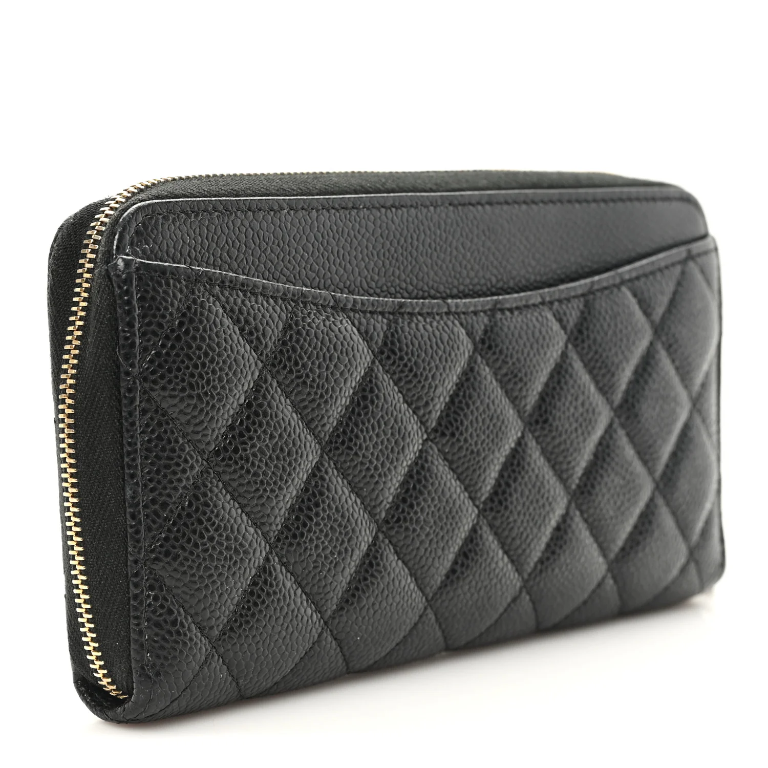 Caviar Quilted Large Gusset Zip Around Wallet Black - Image 3