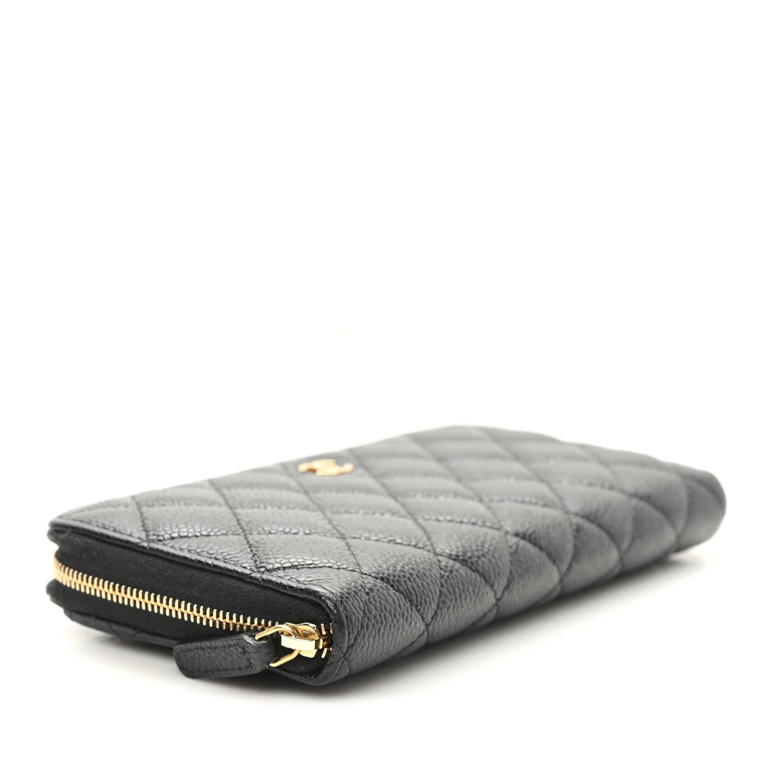 Caviar Quilted Large Gusset Zip Around Wallet Black - Image 4