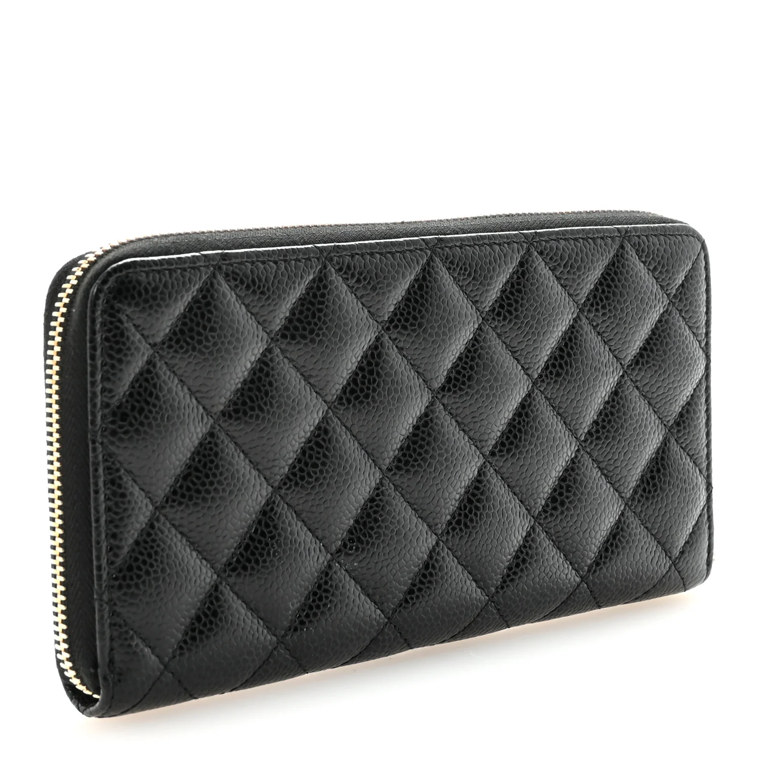 Caviar Quilted Large Gusset Zip Around Wallet Black - Image 3