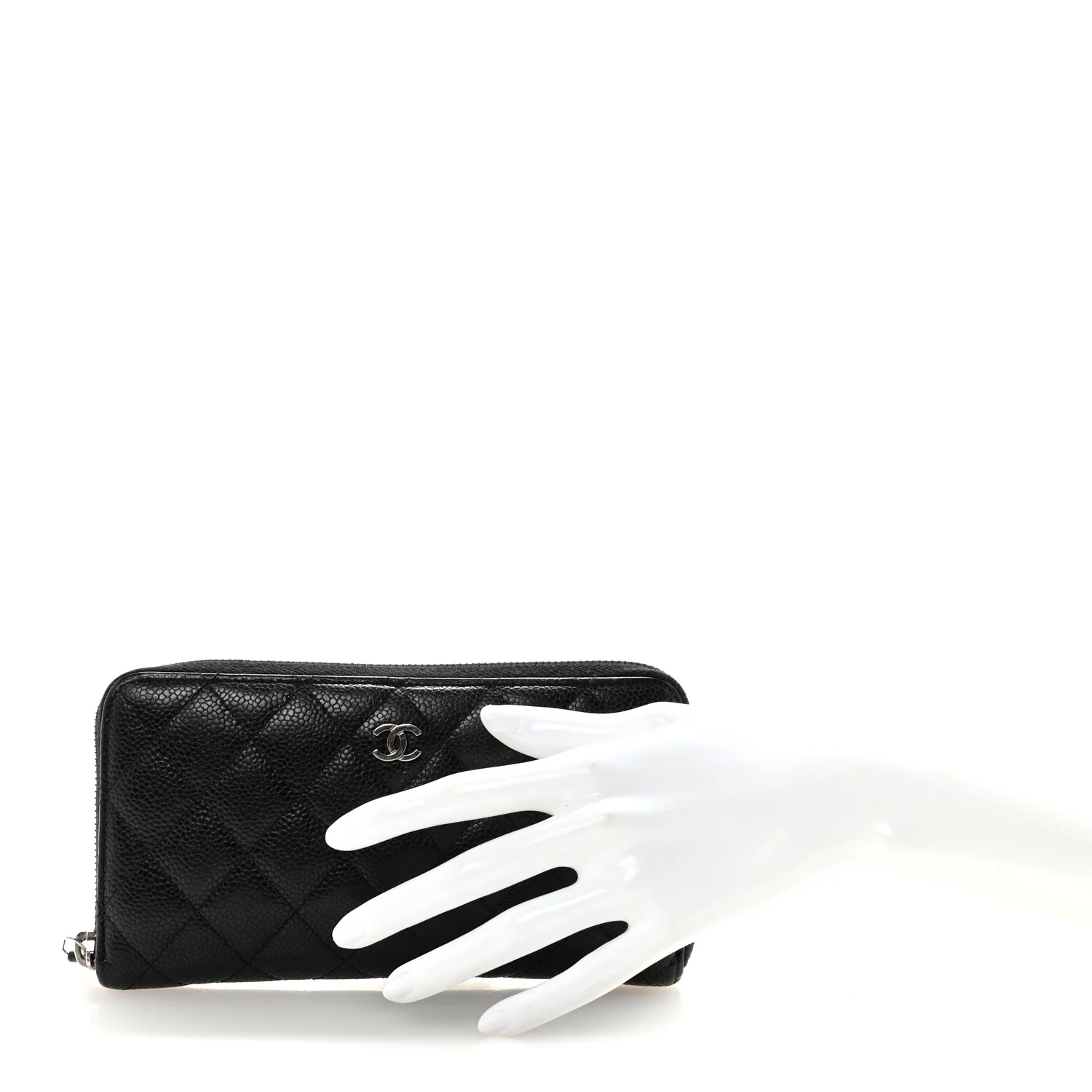 Caviar Quilted Large Gusset Zip Around Wallet Black - Image 2