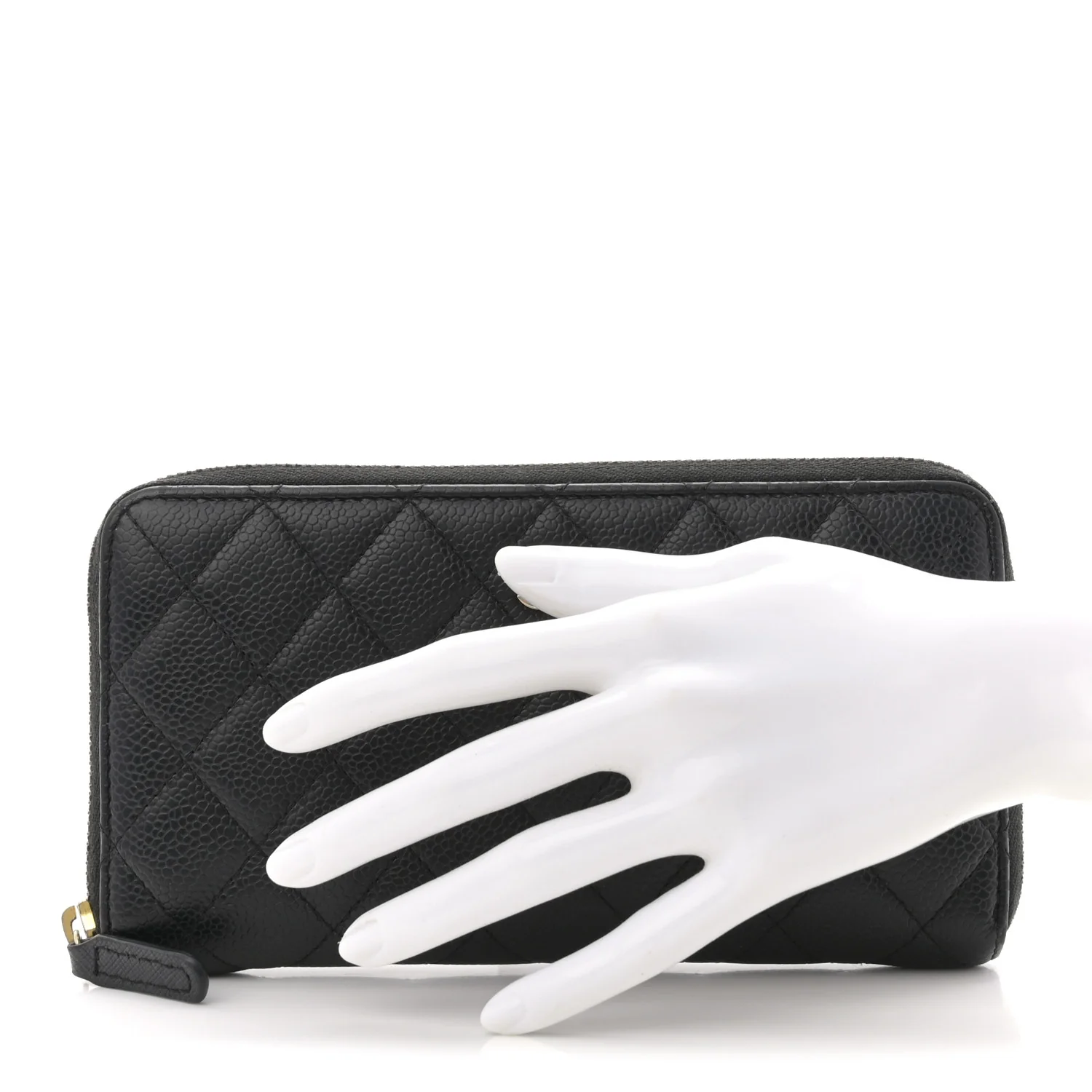 Caviar Quilted Large Gusset Zip Around Wallet Black - Image 2