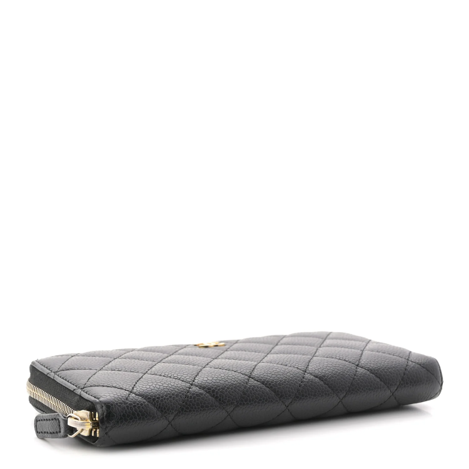 Caviar Quilted Large Gusset Zip Around Wallet Black - Image 4