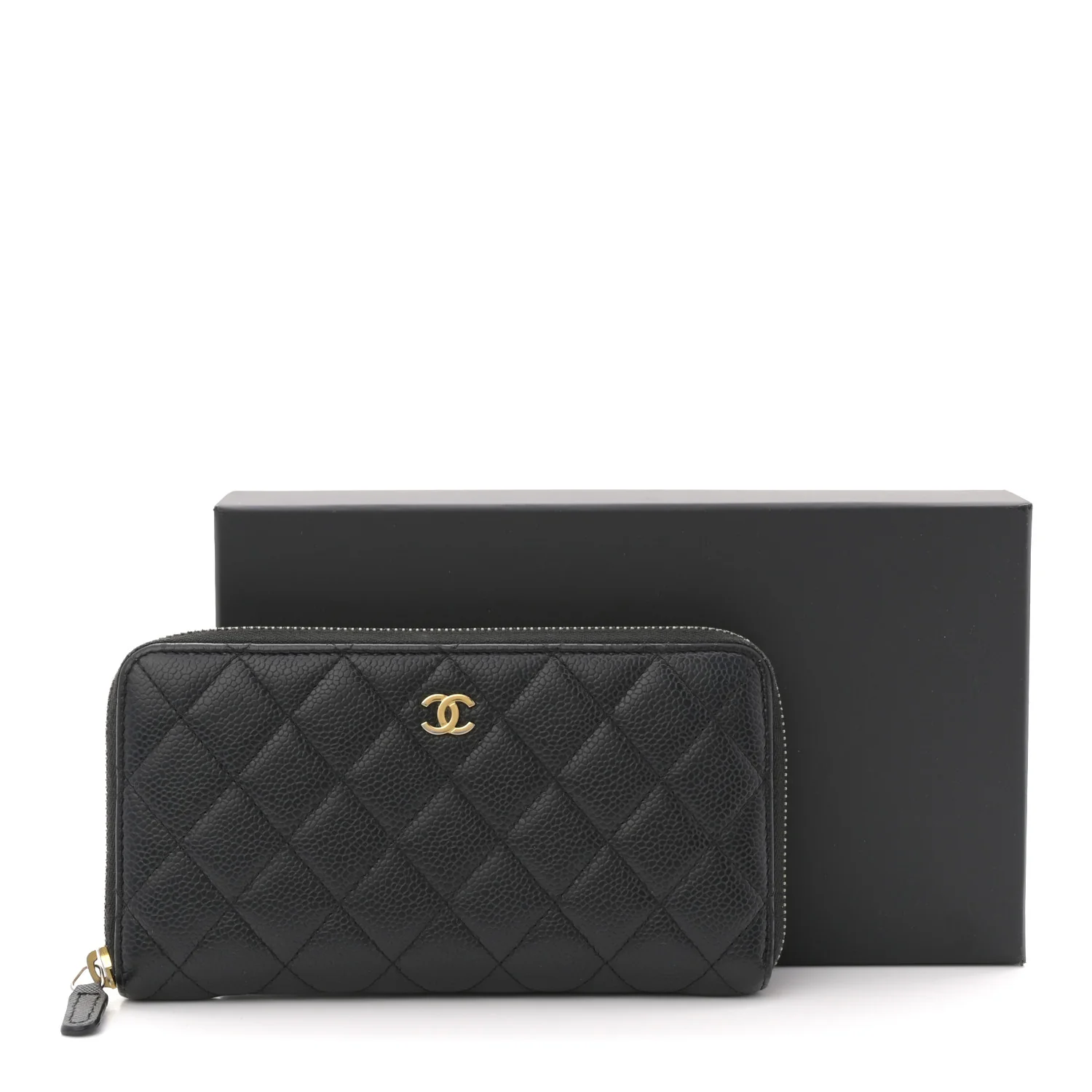 Caviar Quilted Large Gusset Zip Around Wallet Black - Image 8