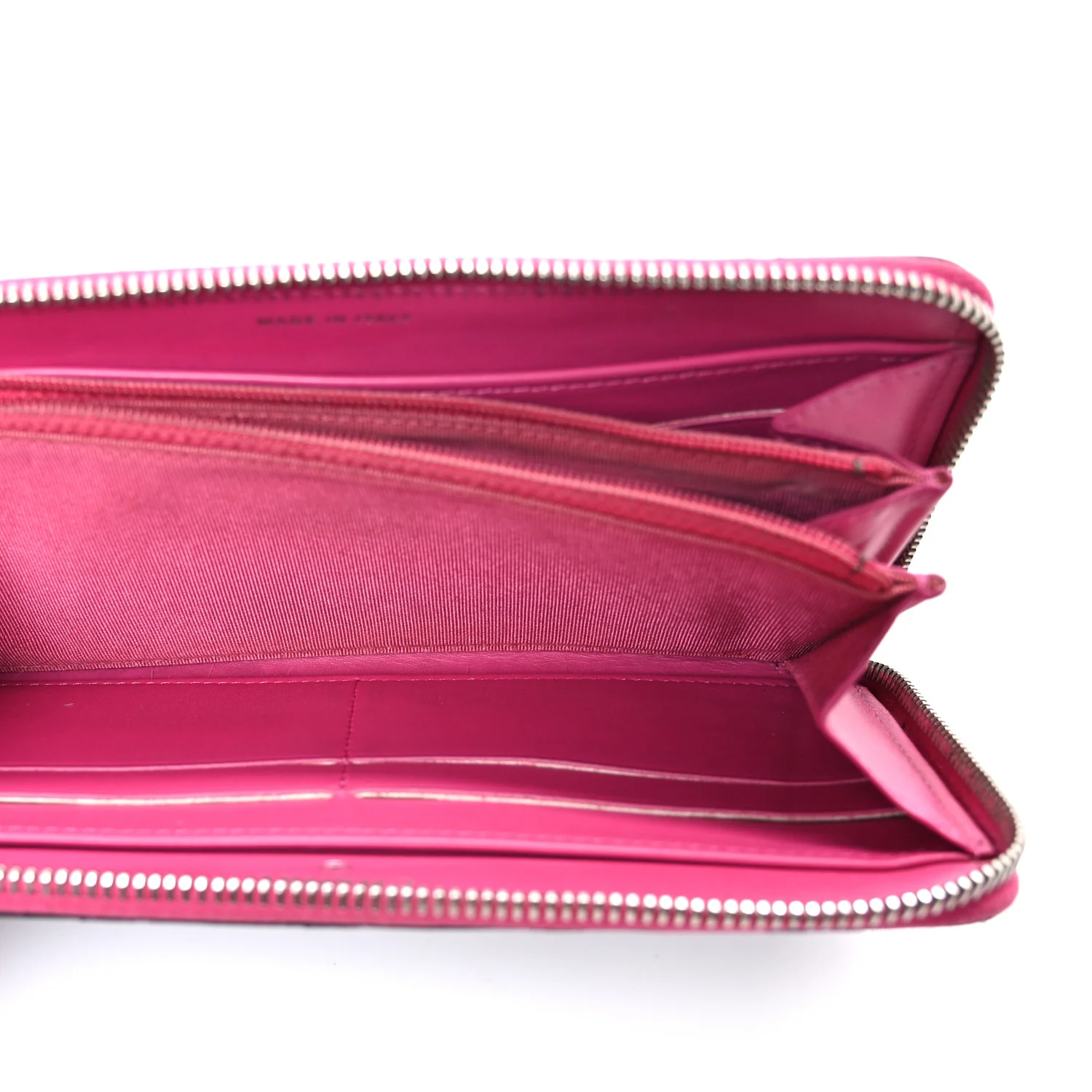 Caviar Quilted Large Gusset Zip Around Wallet Black Pink - Image 5