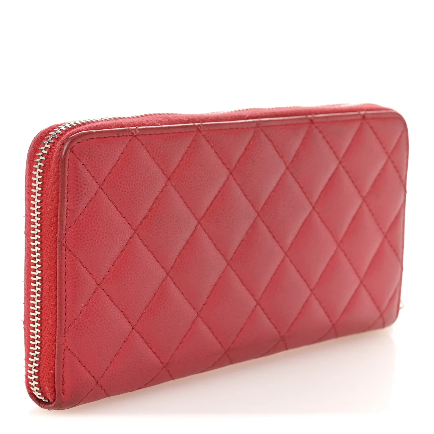 Caviar Quilted Large Gusset Zip Around Wallet Fuchsia - Image 3