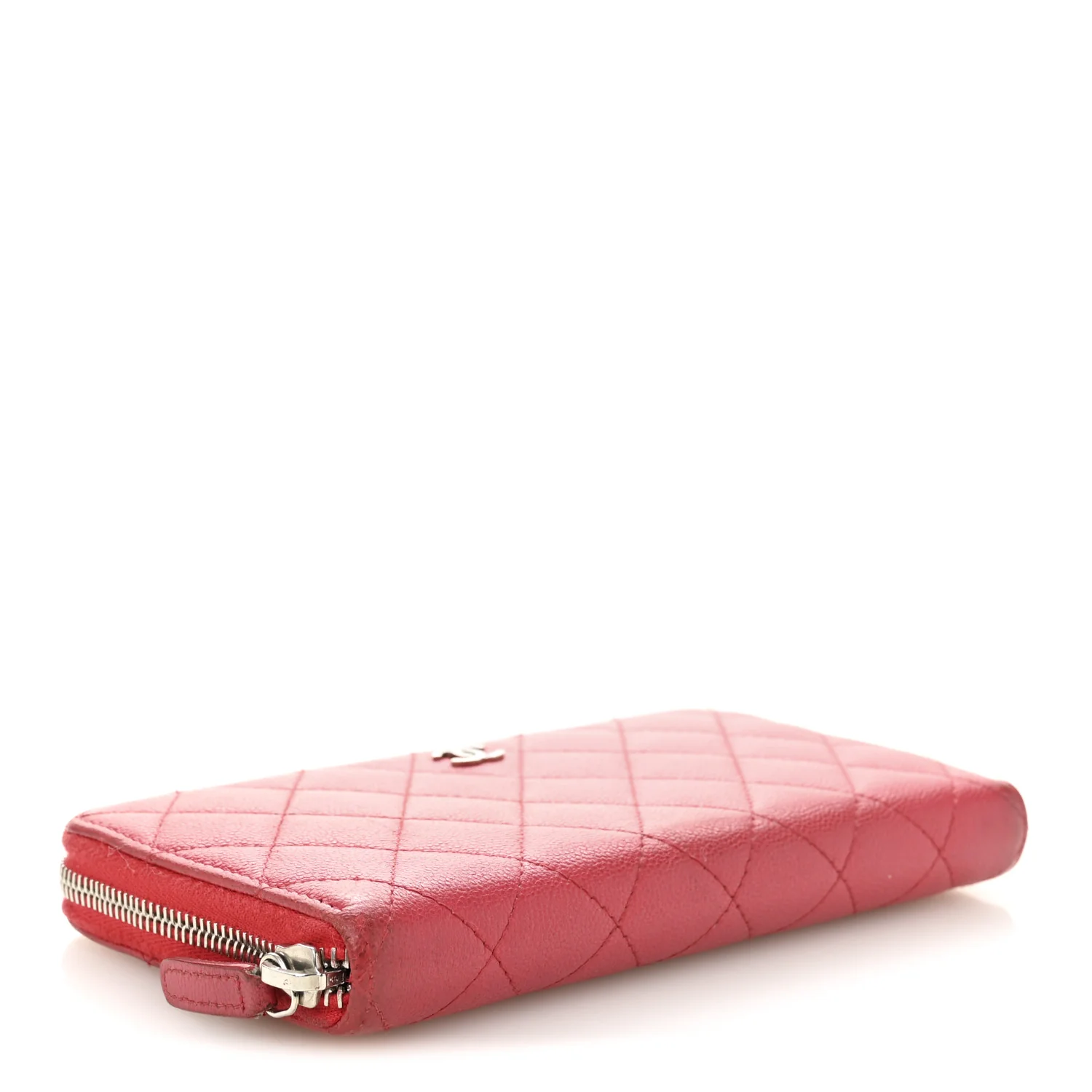 Caviar Quilted Large Gusset Zip Around Wallet Fuchsia - Image 4