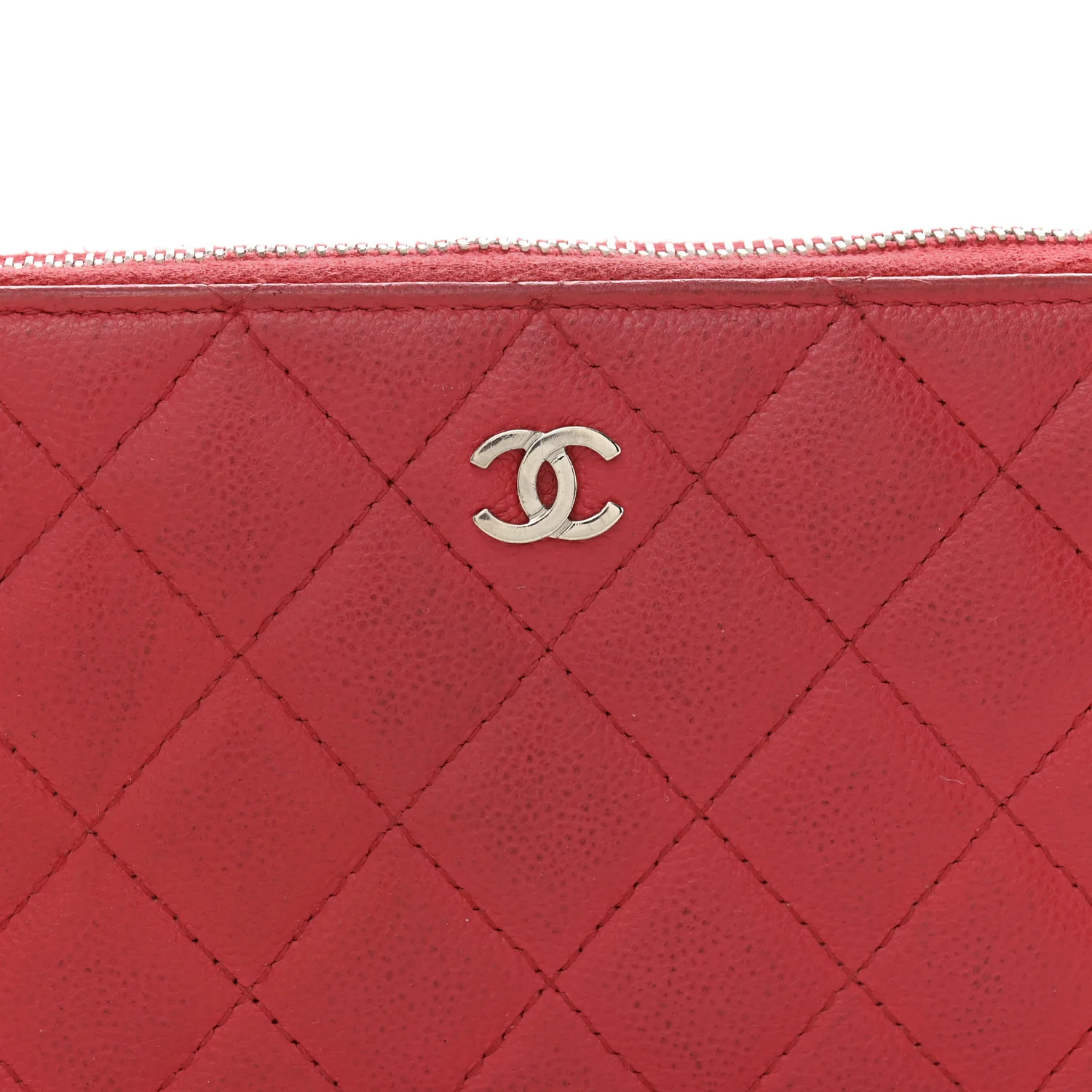 Caviar Quilted Large Gusset Zip Around Wallet Fuchsia - Image 9
