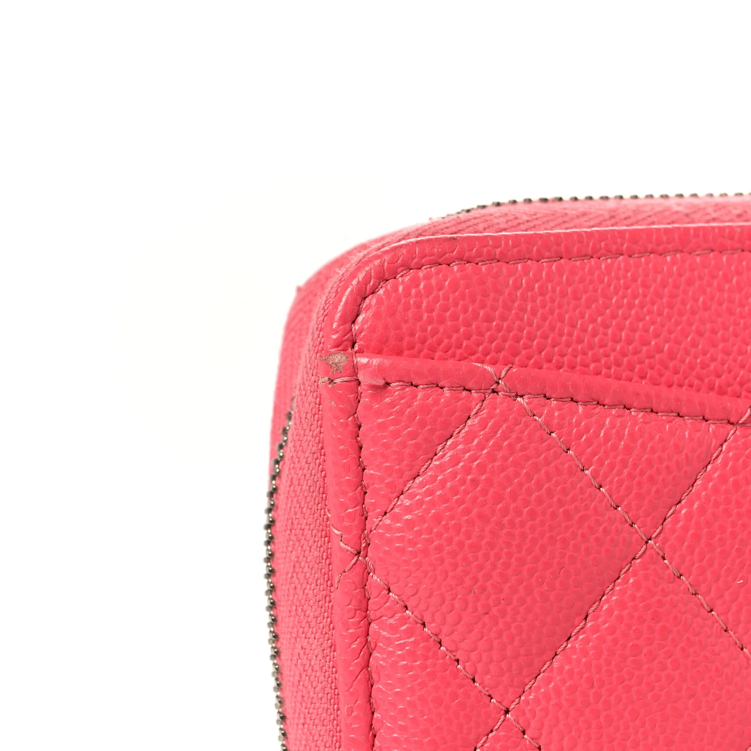Caviar Quilted Large Gusset Zip Around Wallet Rose - Image 9