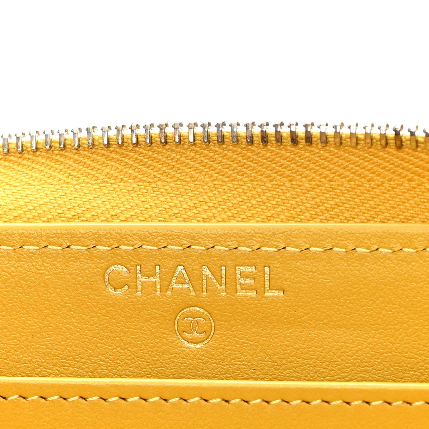 Caviar Quilted Large Gusset Zip Around Wallet Yellow - Image 6