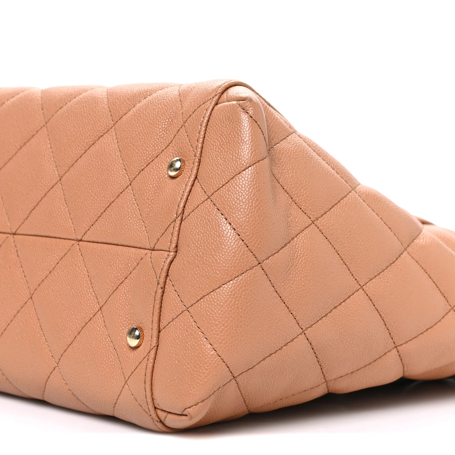 Caviar Quilted Large Shopping Tote Dark Beige - Image 11