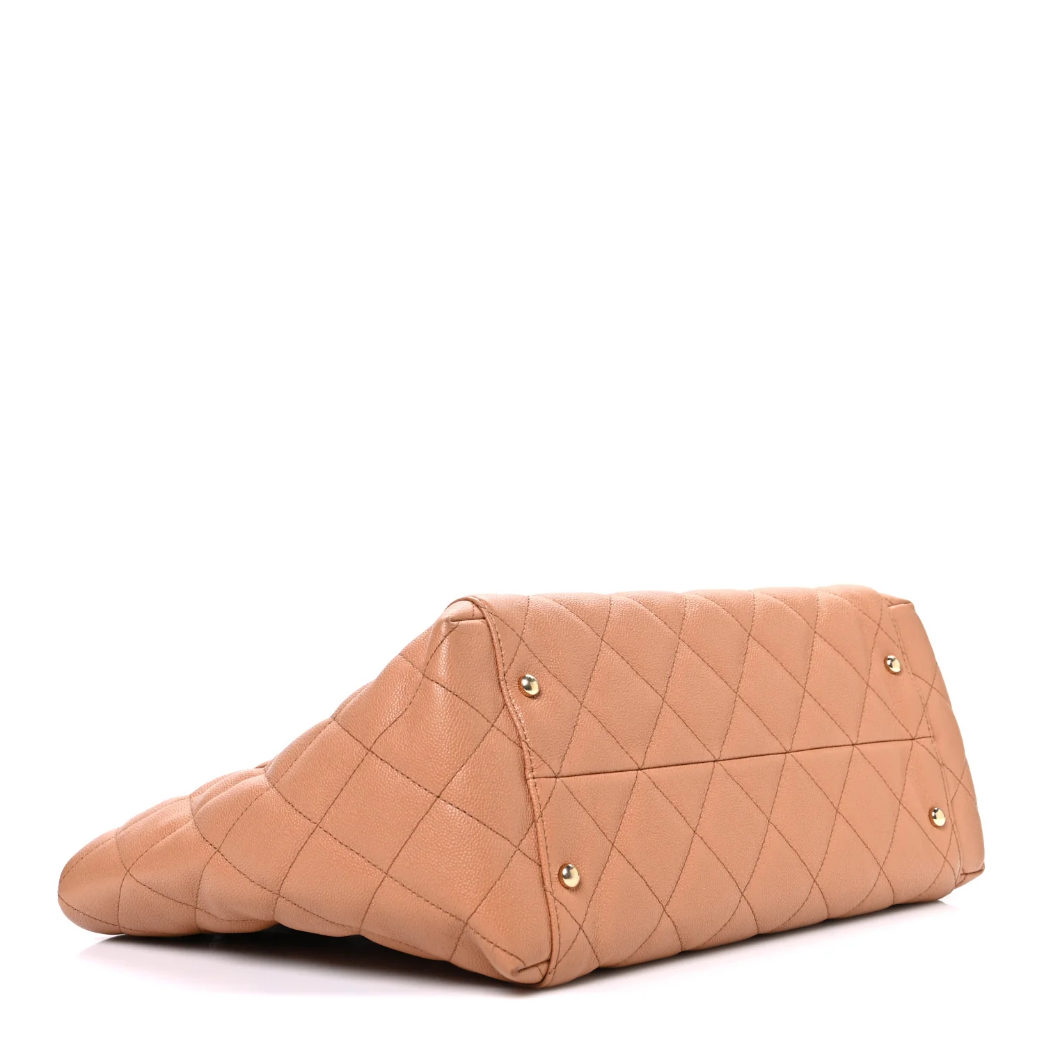 Caviar Quilted Large Shopping Tote Dark Beige - Image 5