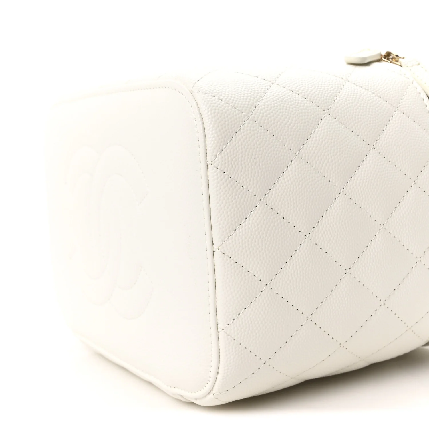Caviar Quilted Large Vanity Pouch White - Image 10