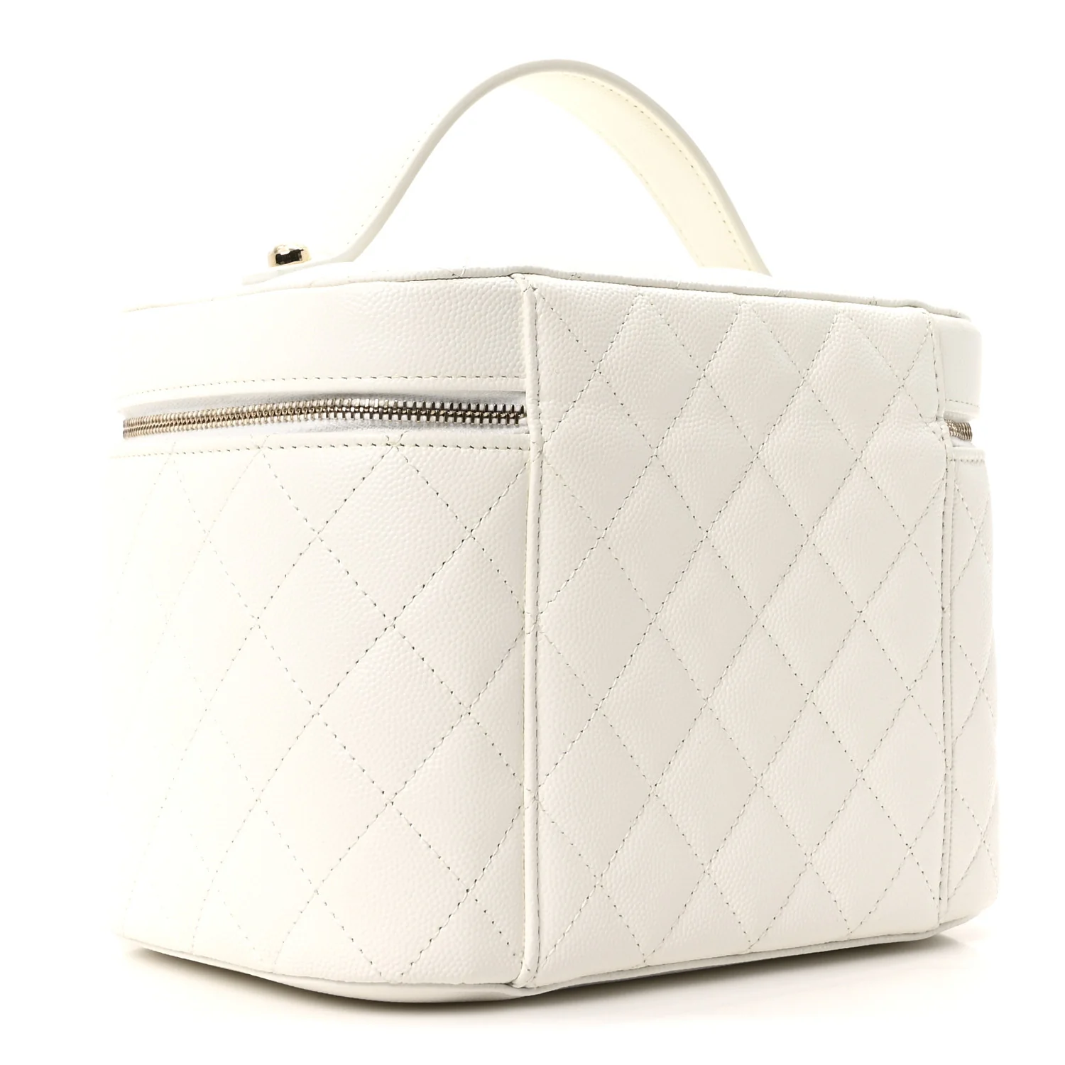 Caviar Quilted Large Vanity Pouch White - Image 3