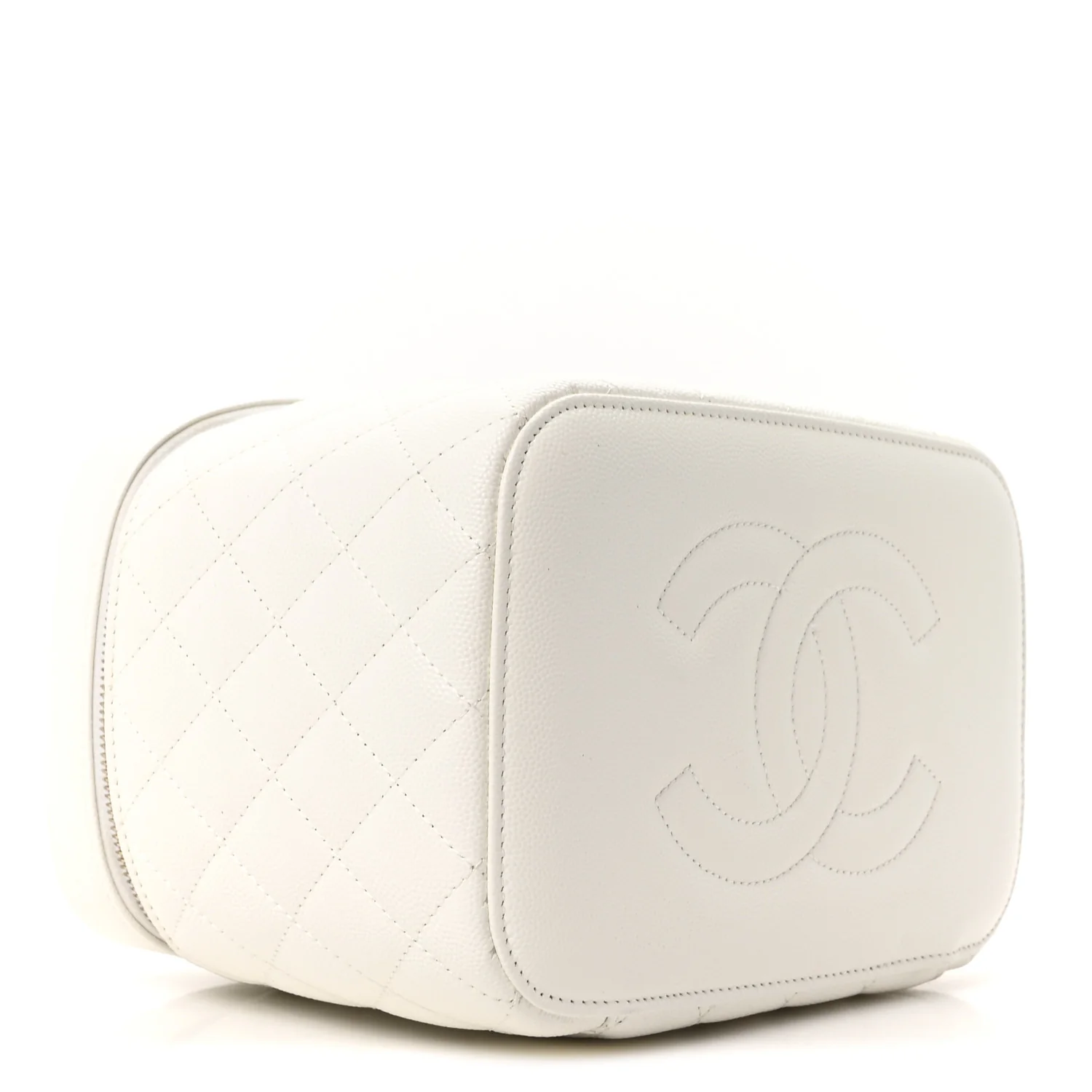 Caviar Quilted Large Vanity Pouch White - Image 4