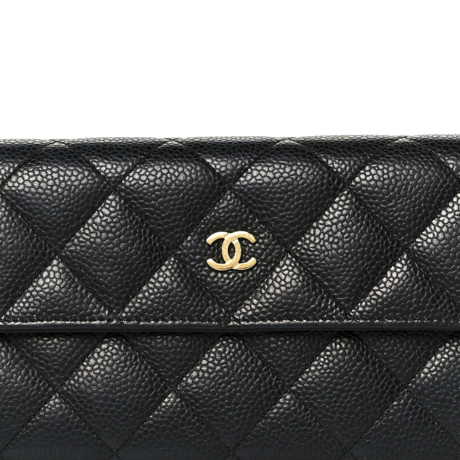 Caviar Quilted Long Flap Wallet Black - Image 11
