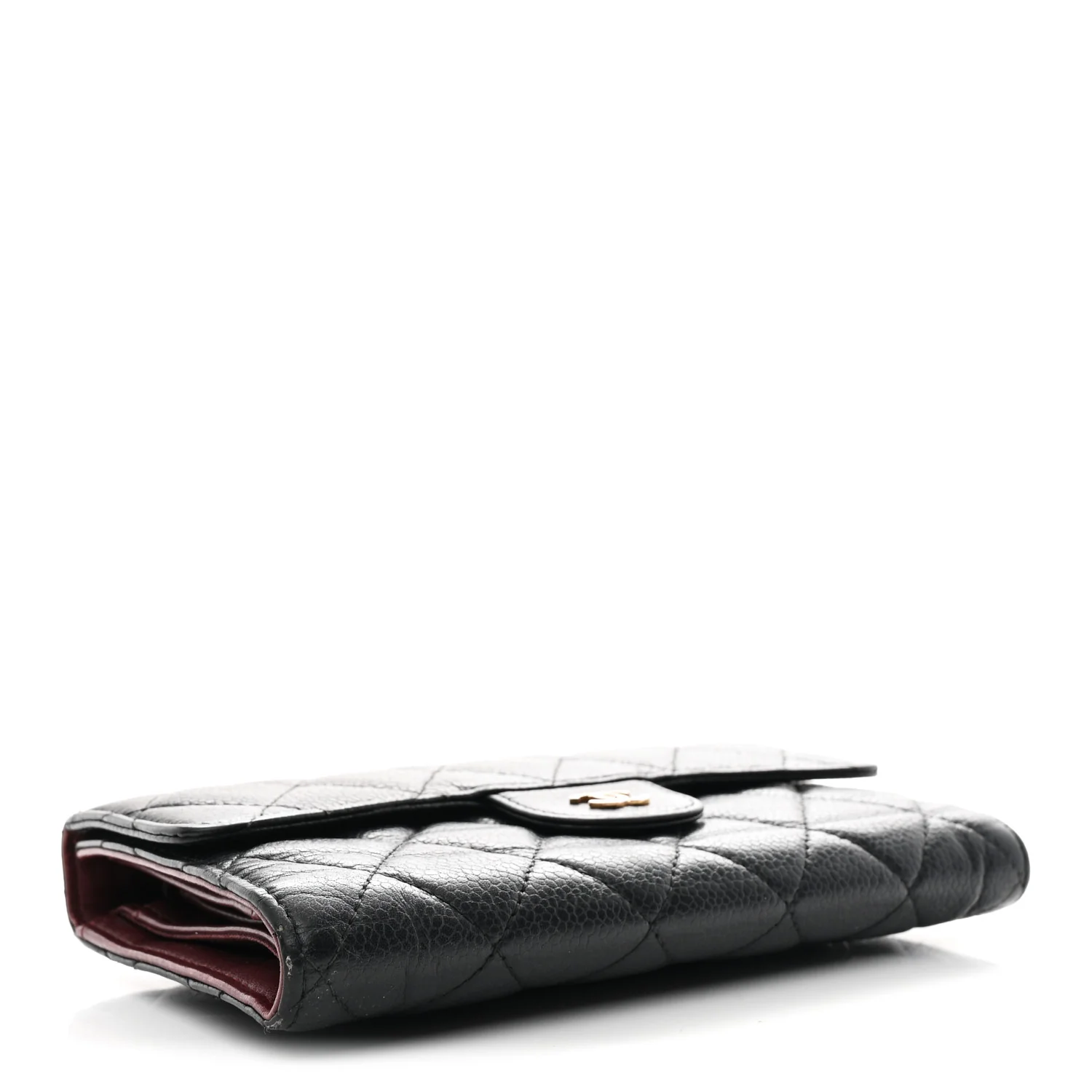 Caviar Quilted Long Flap Wallet Black - Image 4