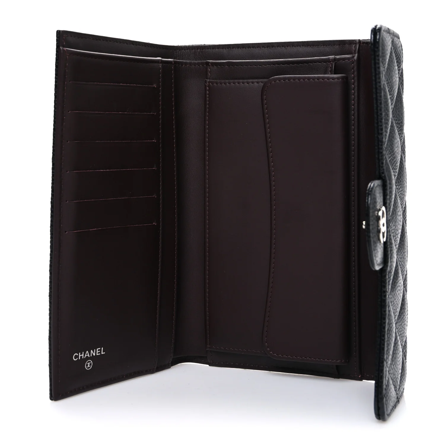 Caviar Quilted Long Flap Wallet Black - Image 5