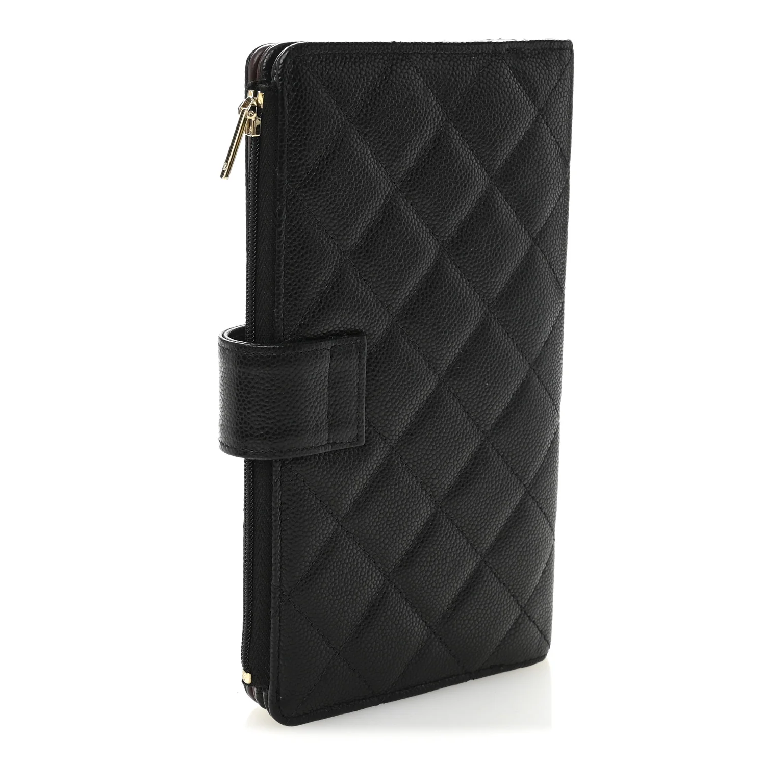 Caviar Quilted Long Zipped Wallet Black - Image 3