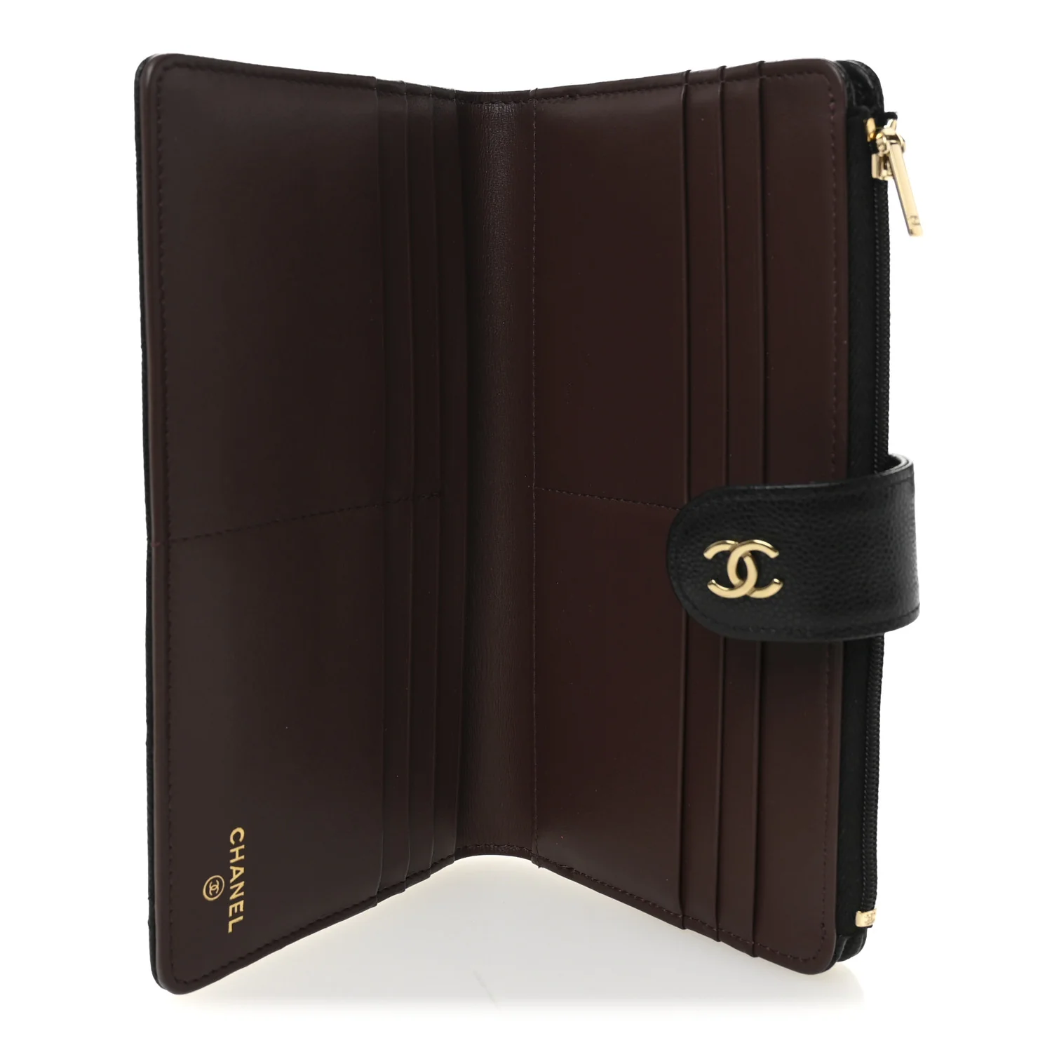 Caviar Quilted Long Zipped Wallet Black - Image 5