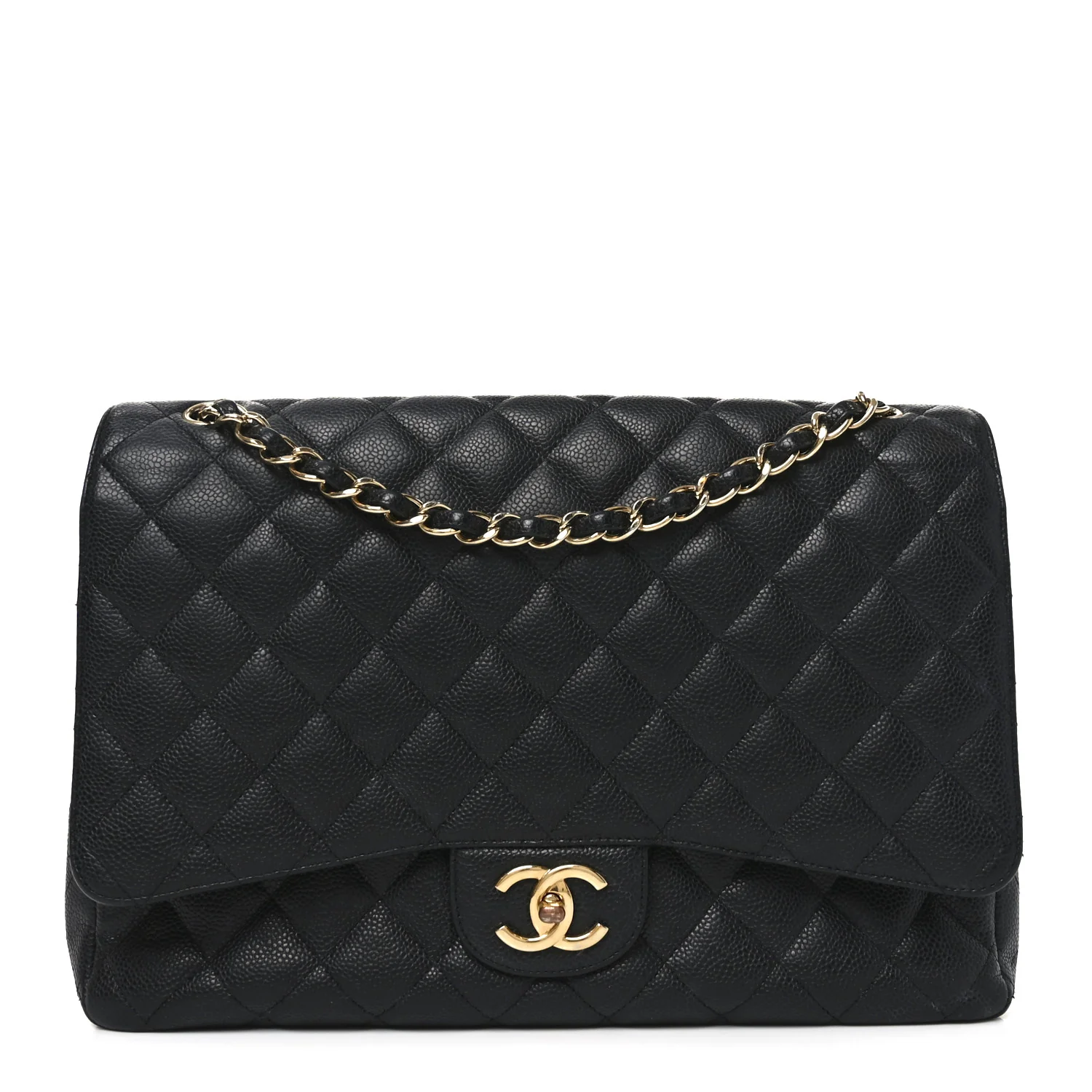 Caviar Quilted Maxi Double Flap Black