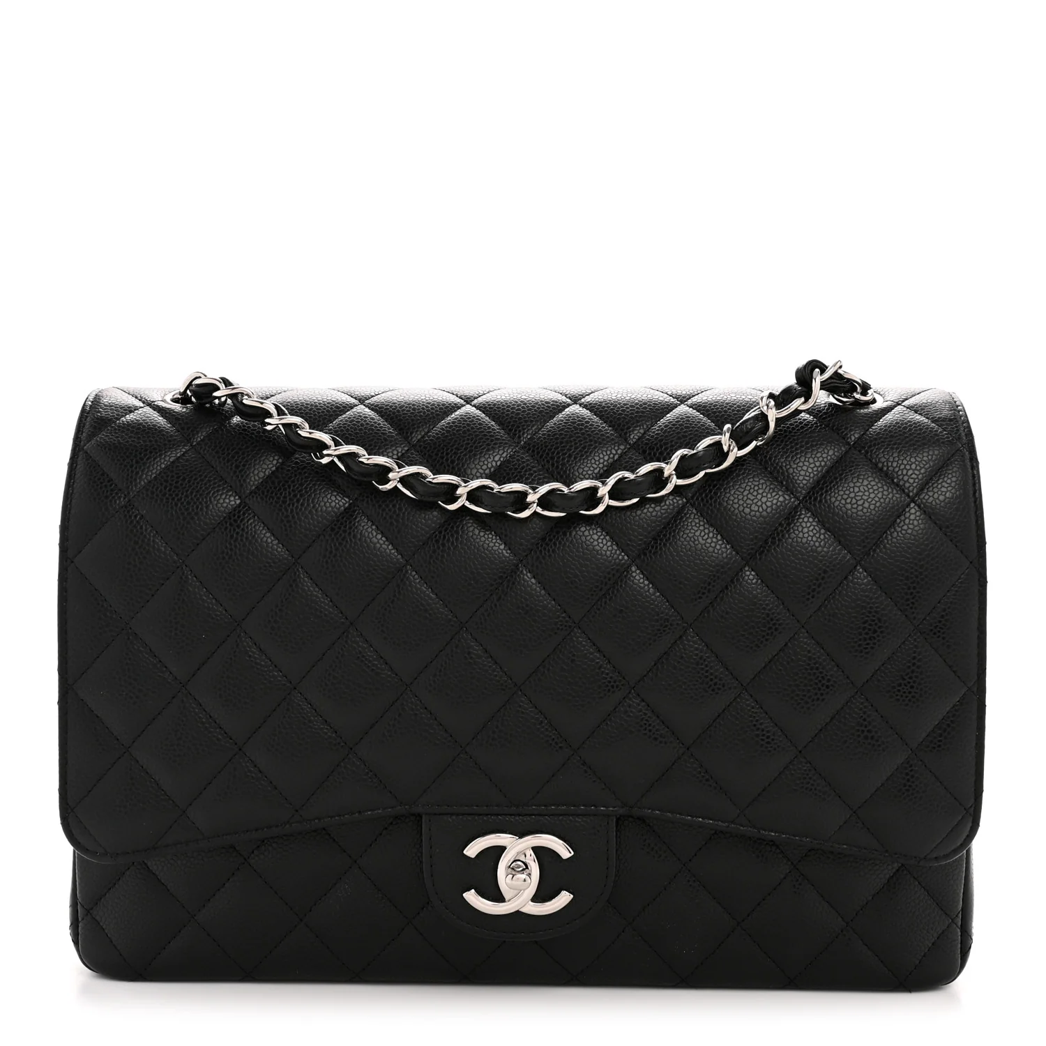 Caviar Quilted Maxi Double Flap Black
