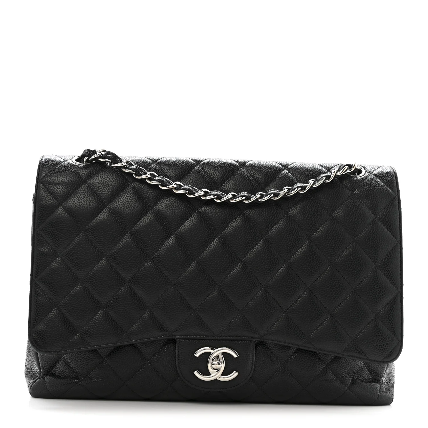 Caviar Quilted Maxi Double Flap Black