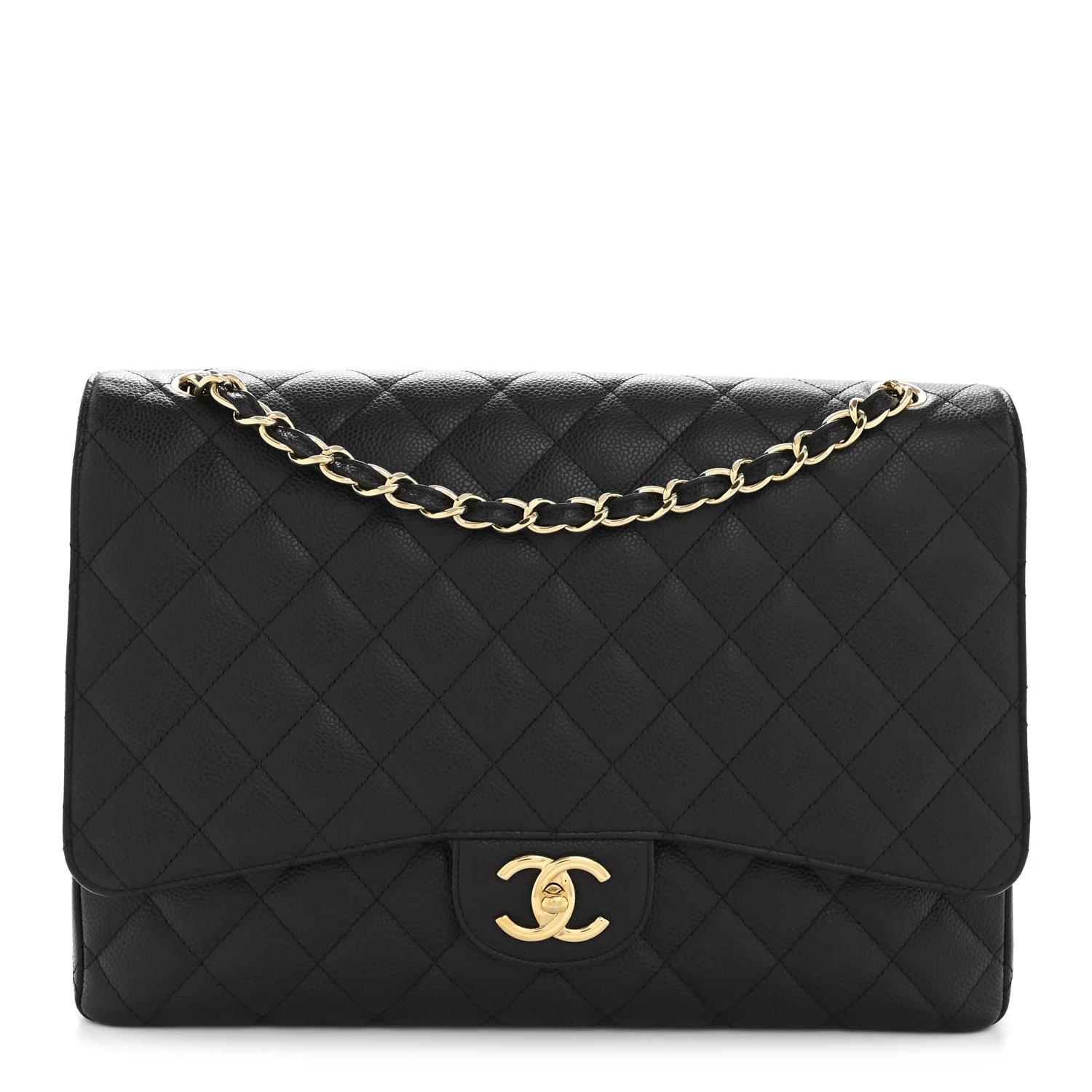 Caviar Quilted Maxi Double Flap Black