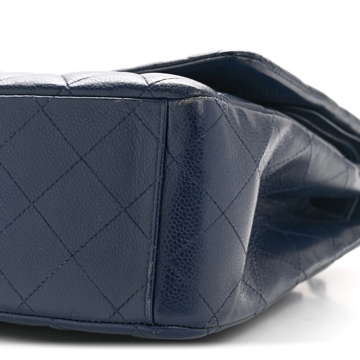 Caviar Quilted Maxi Double Flap Navy Blue - Image 10
