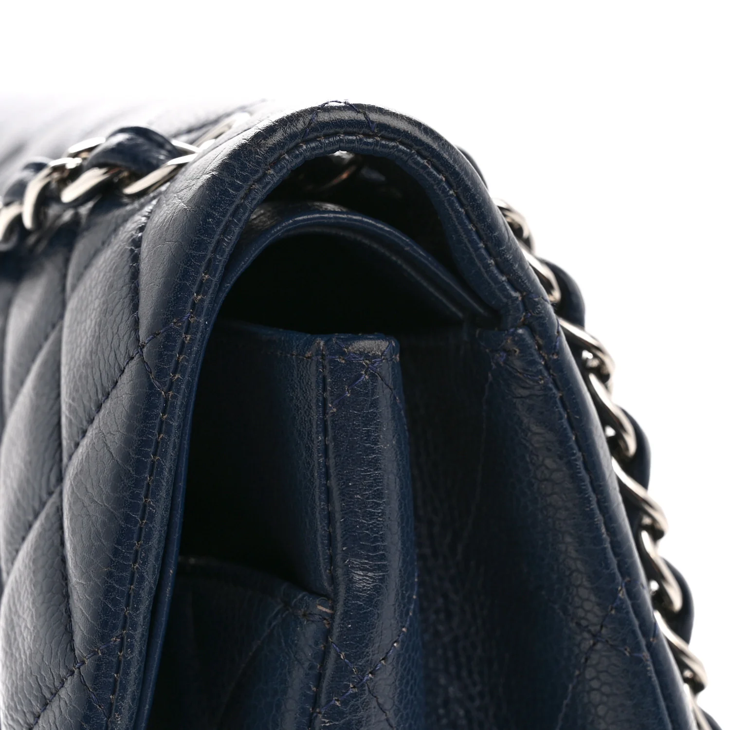 Caviar Quilted Maxi Double Flap Navy Blue - Image 14
