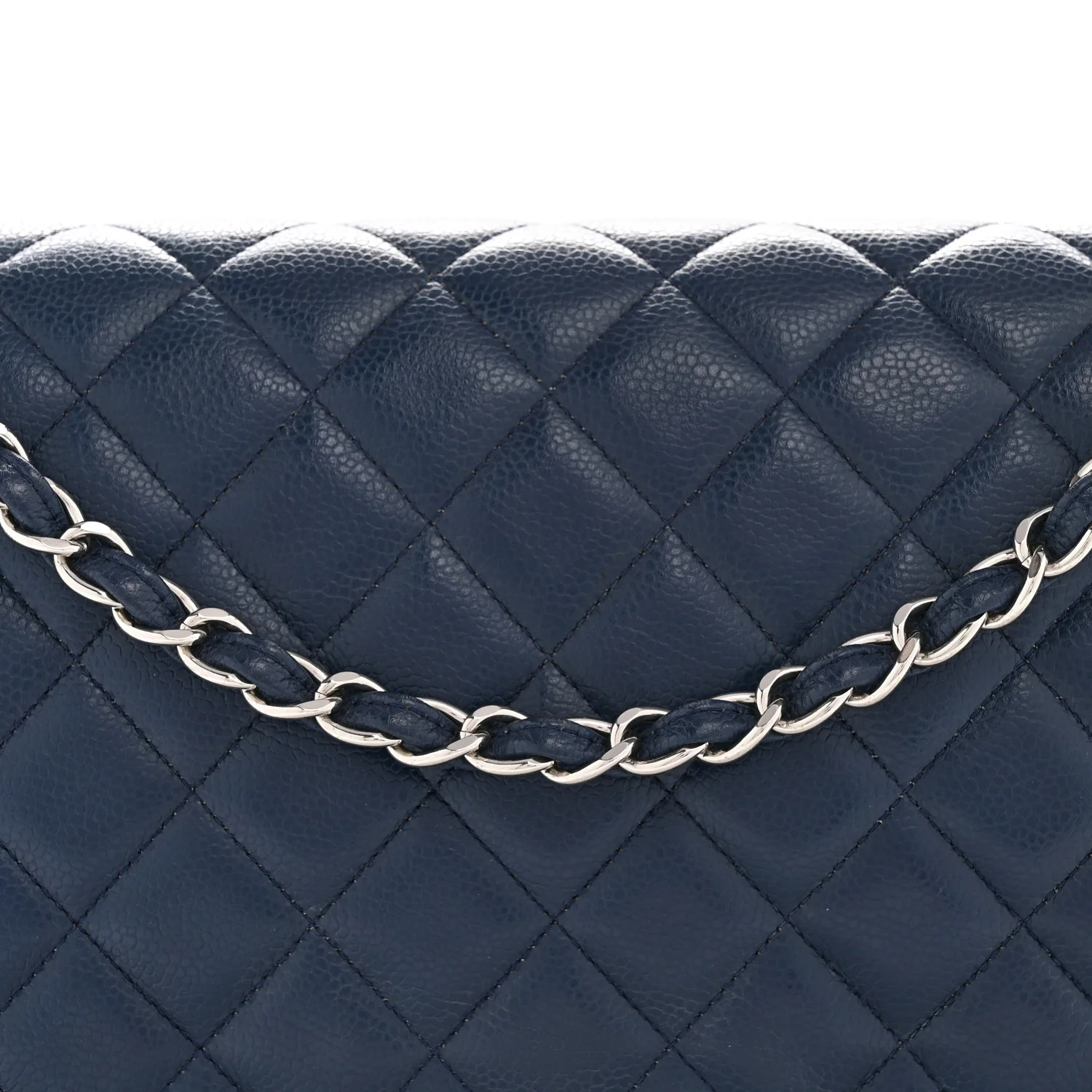Caviar Quilted Maxi Double Flap Navy Blue - Image 8