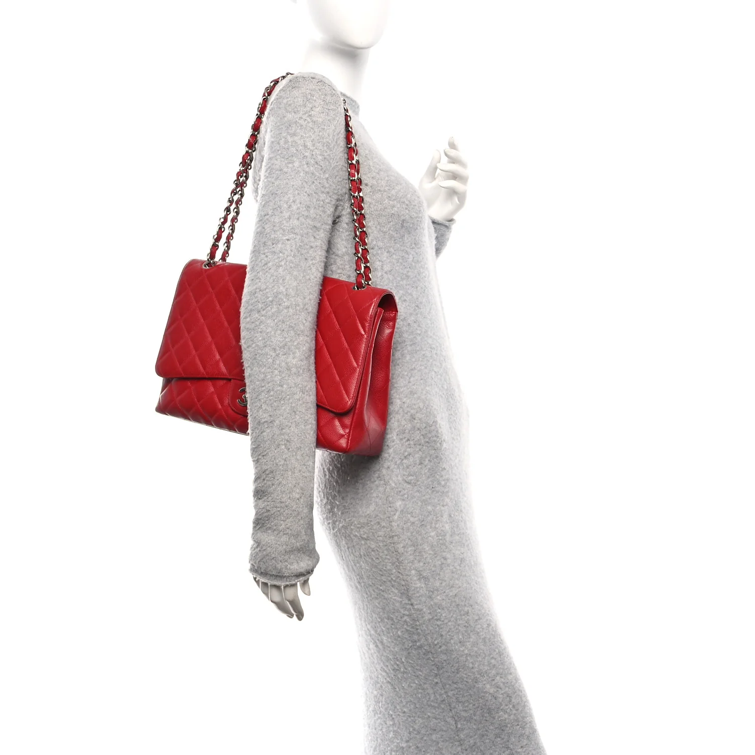 Caviar Quilted Maxi Single Flap Red - Image 2