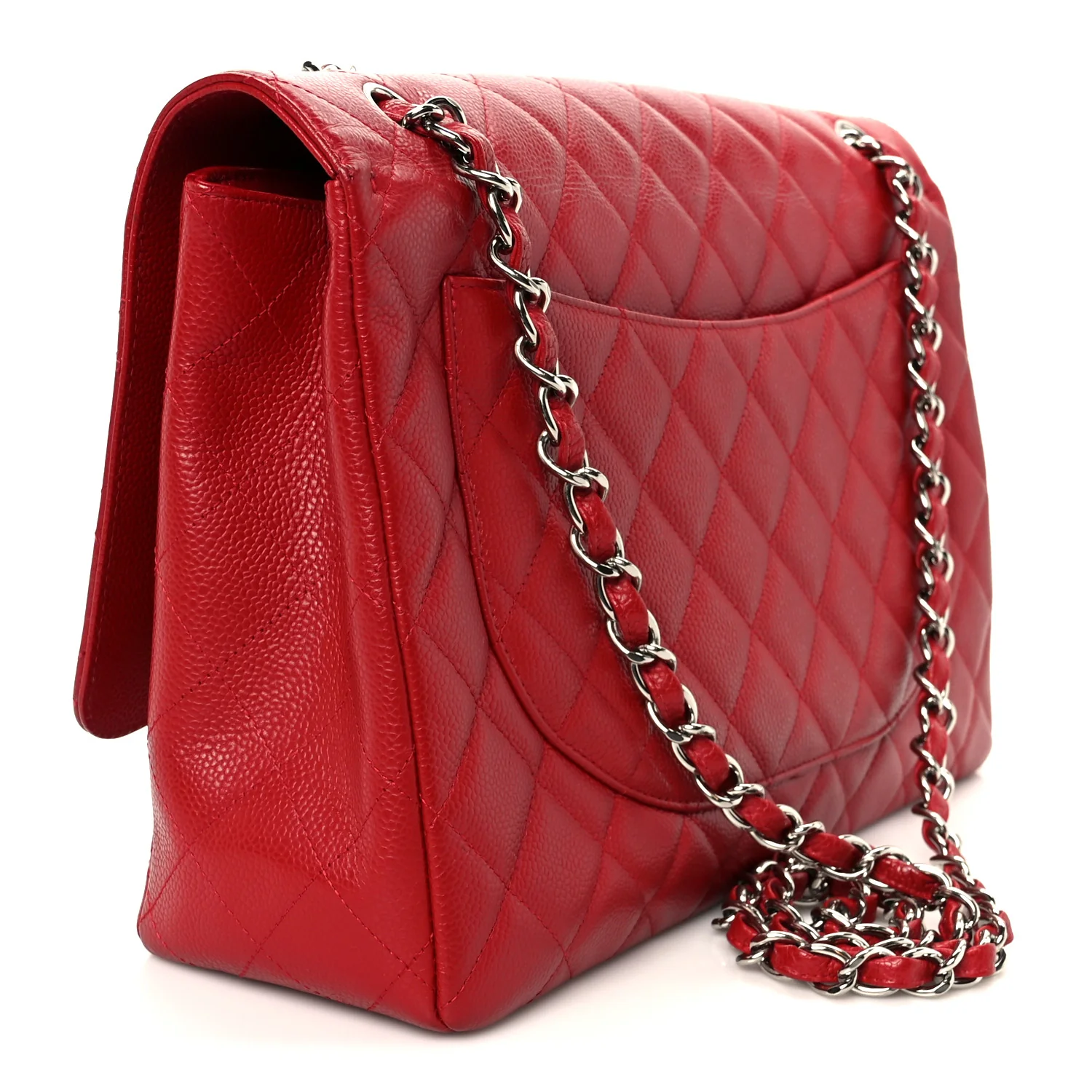 Caviar Quilted Maxi Single Flap Red - Image 3