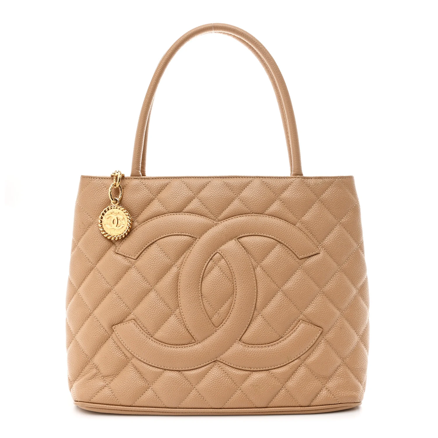 Caviar Quilted Medallion Tote Beige